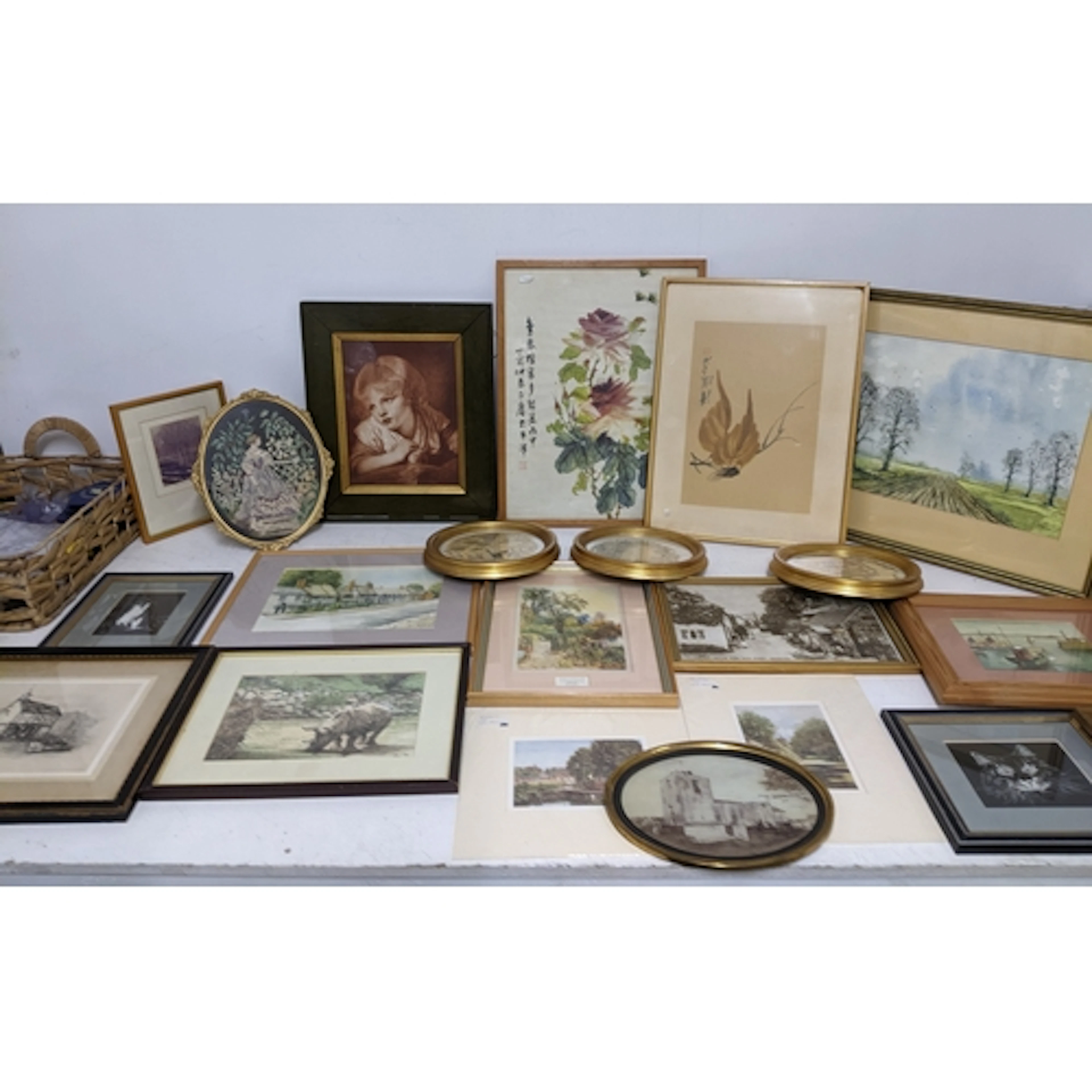 A quantity of framed and glazed pictures to include a waterc...