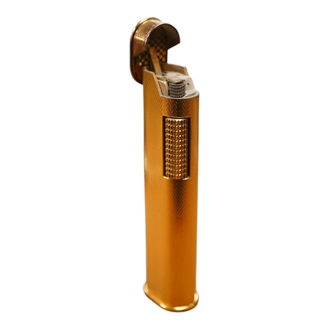 A vintage Dunhill Rollagas engine turned gold plated lighter...