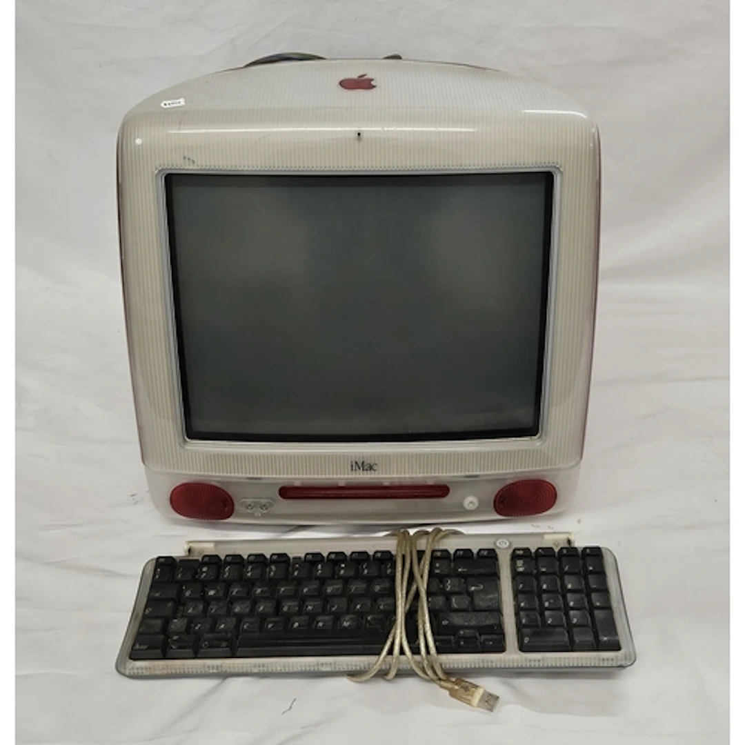 Vintage Apple Red iMac with keyboard UNTESTED