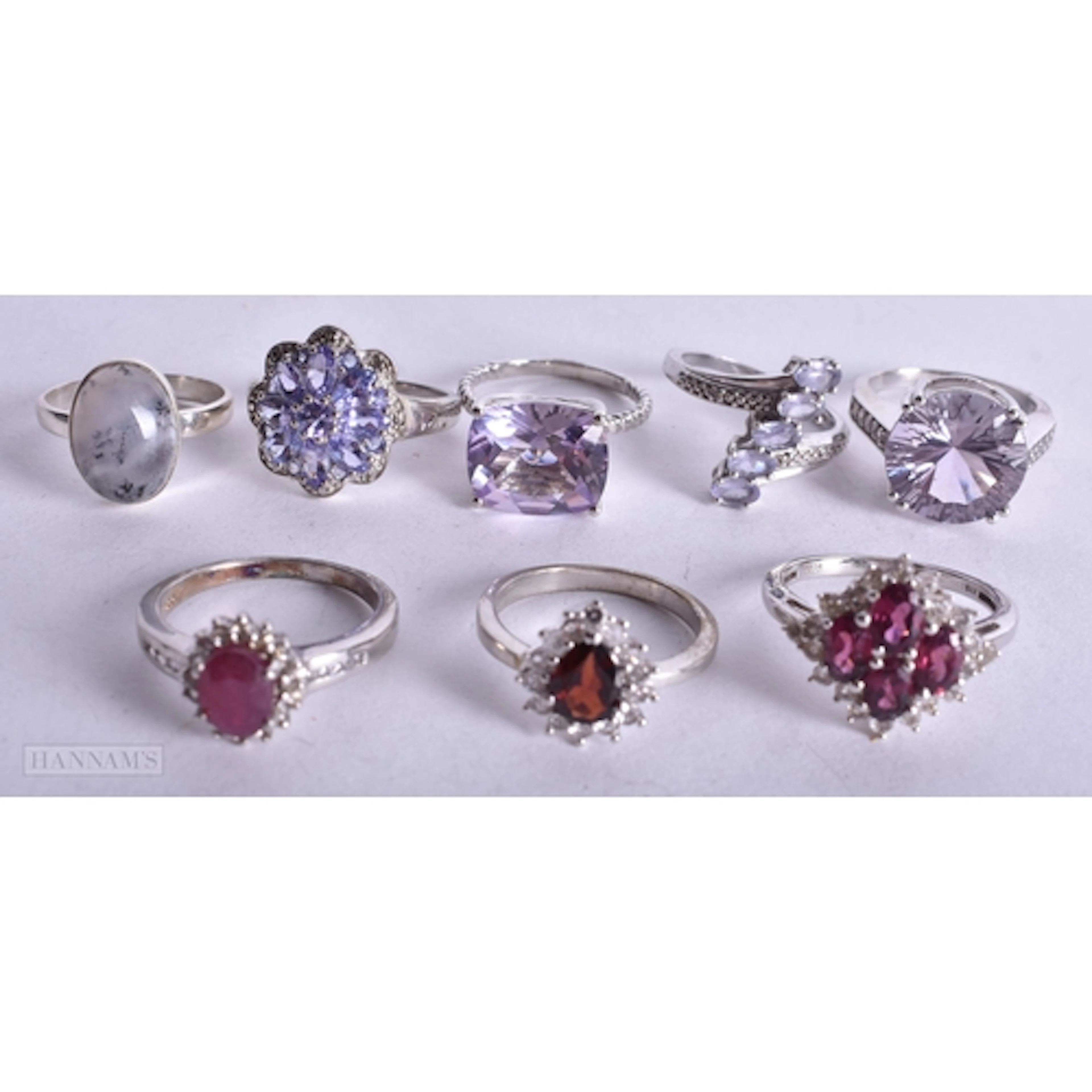 Collection of Sterling Silver TGGC Rings inc. Garnet, Tanzan...