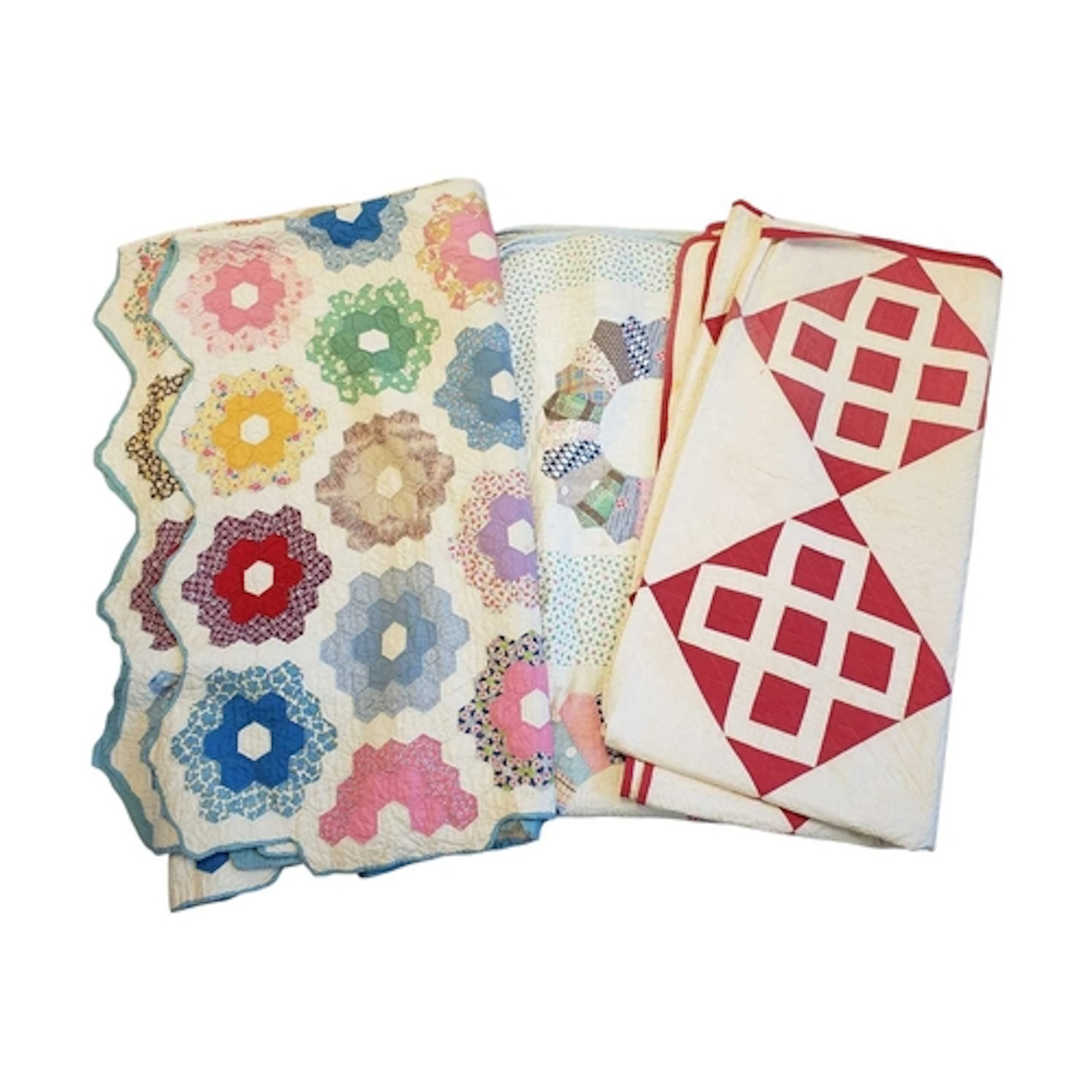Three early 20th century American hand made patchwork quilts...