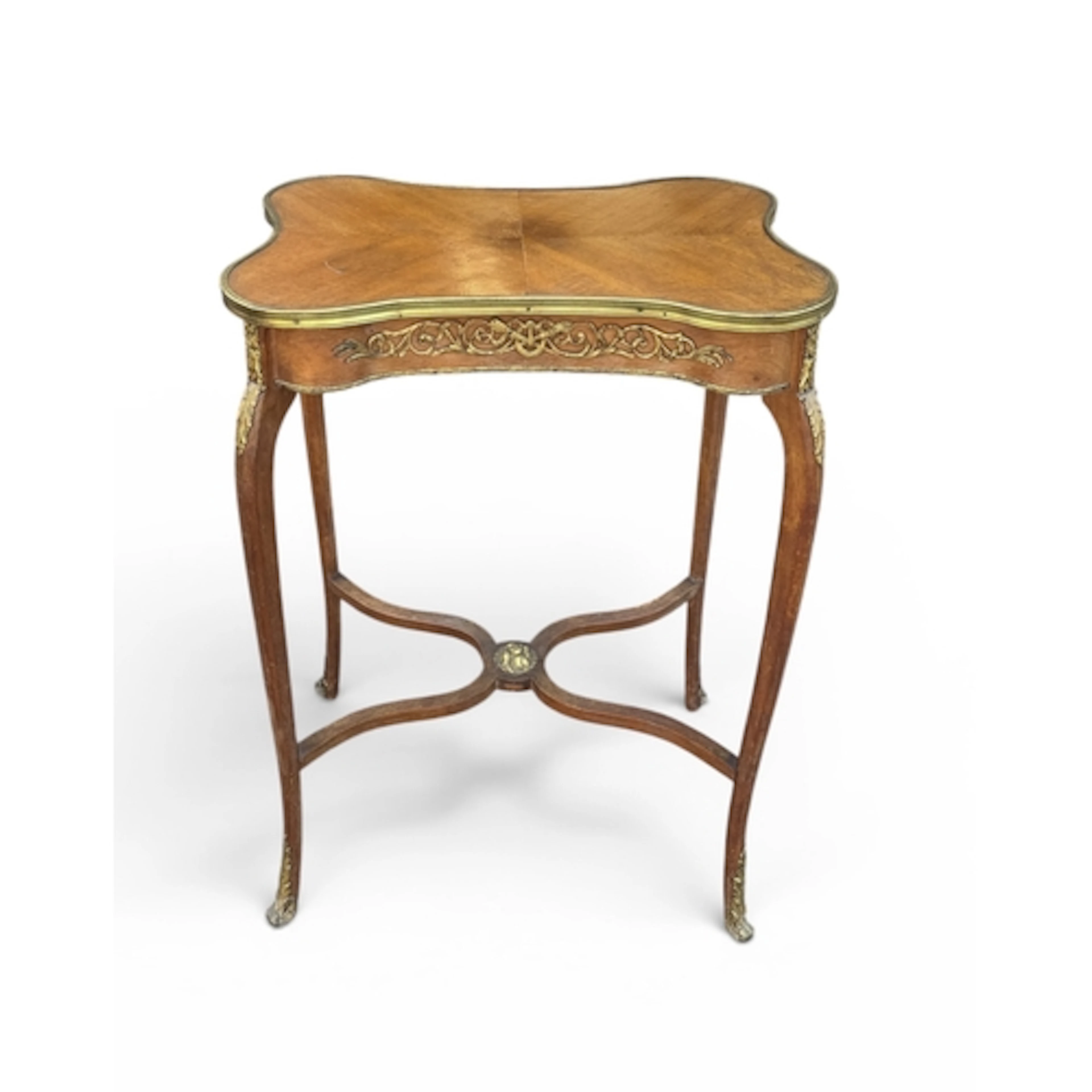 A REPRODUCTION LOUIS XVI STYLE MAHOGANY GILT METAL MOUNTED T...