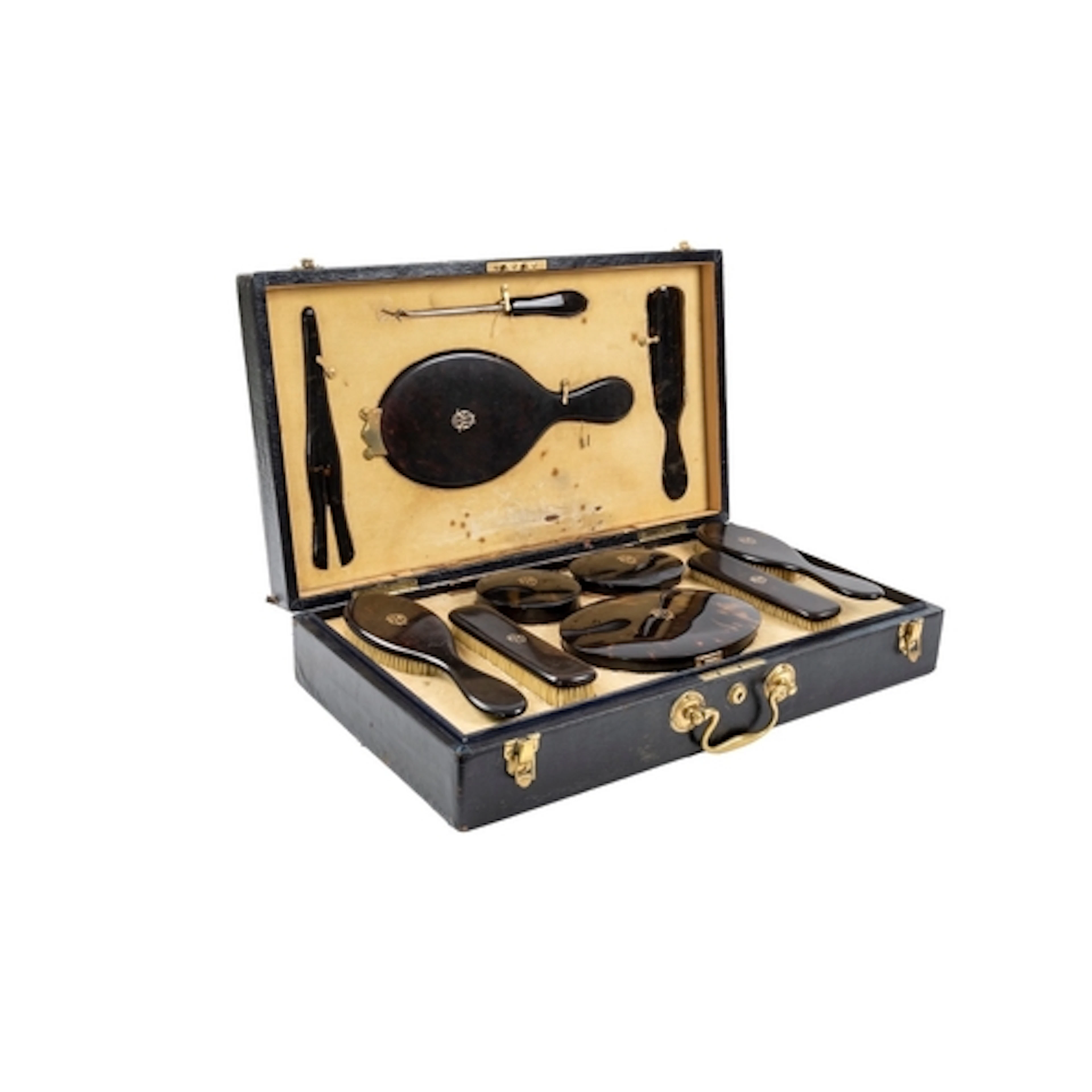 Pittway Bros, London, a Victorian black leather dressing cas...