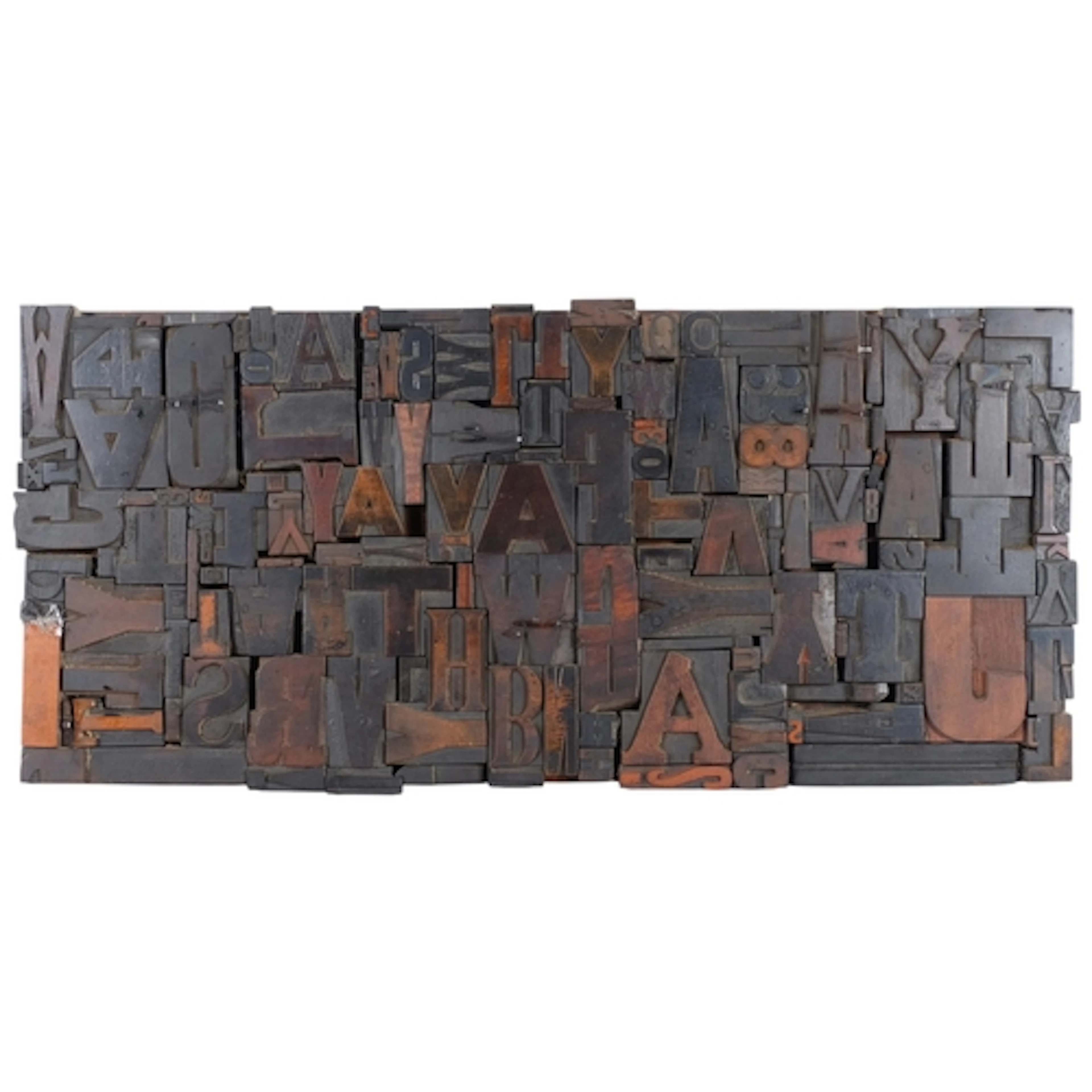 A sculpture made from printing blocks, W37cm, H80cm
