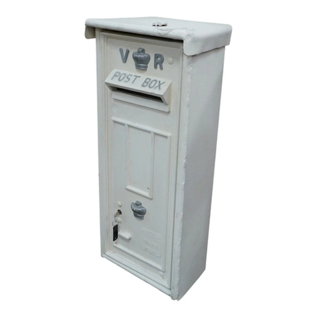 A Victorian cast iron painted letter box, 76cm high