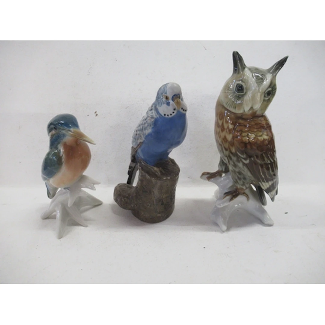 Two Karl Ens models, of an owl and a kingfisher, together wi...