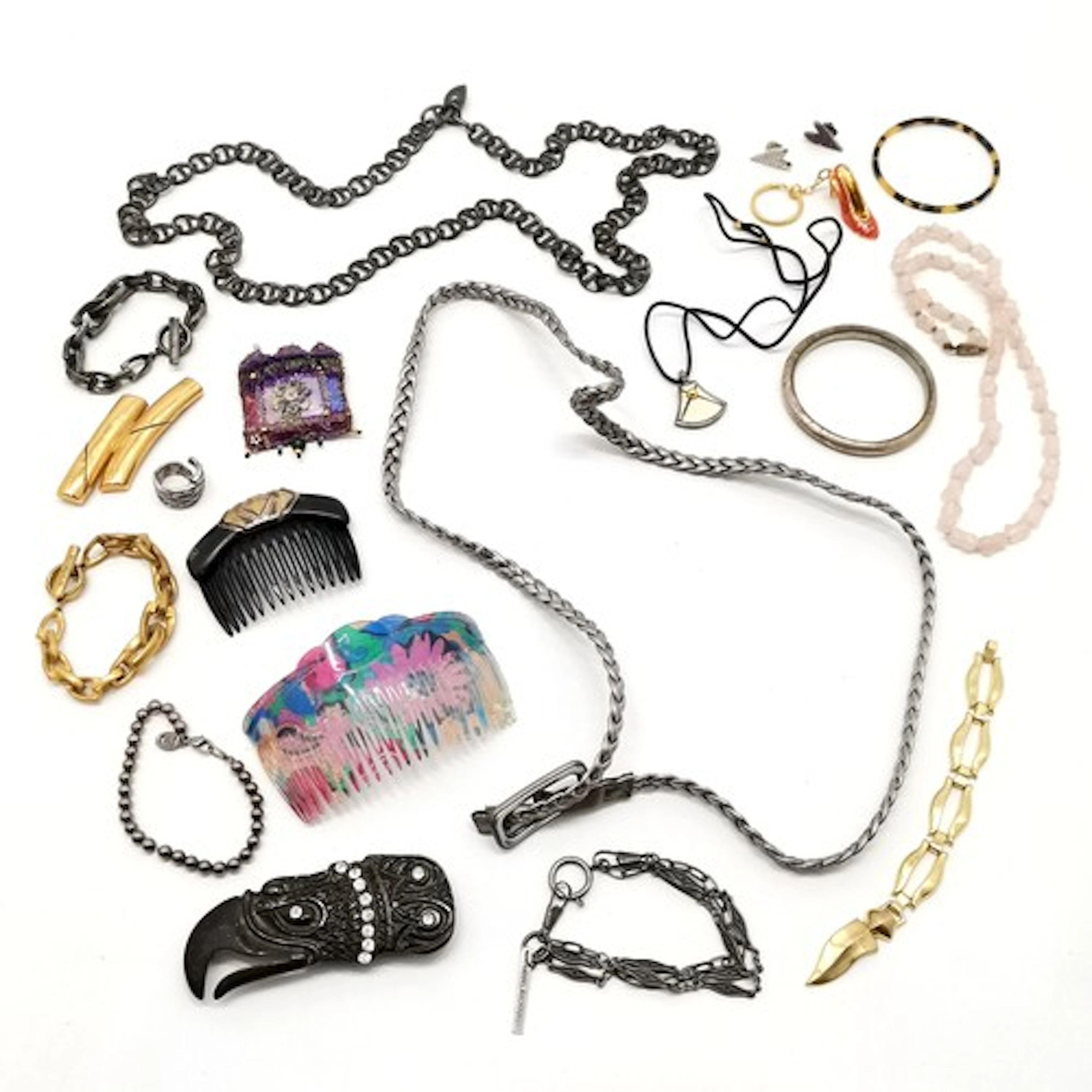 Qty of jewellery inc Alexandre de Paris hair slide, 2 x Rodi...