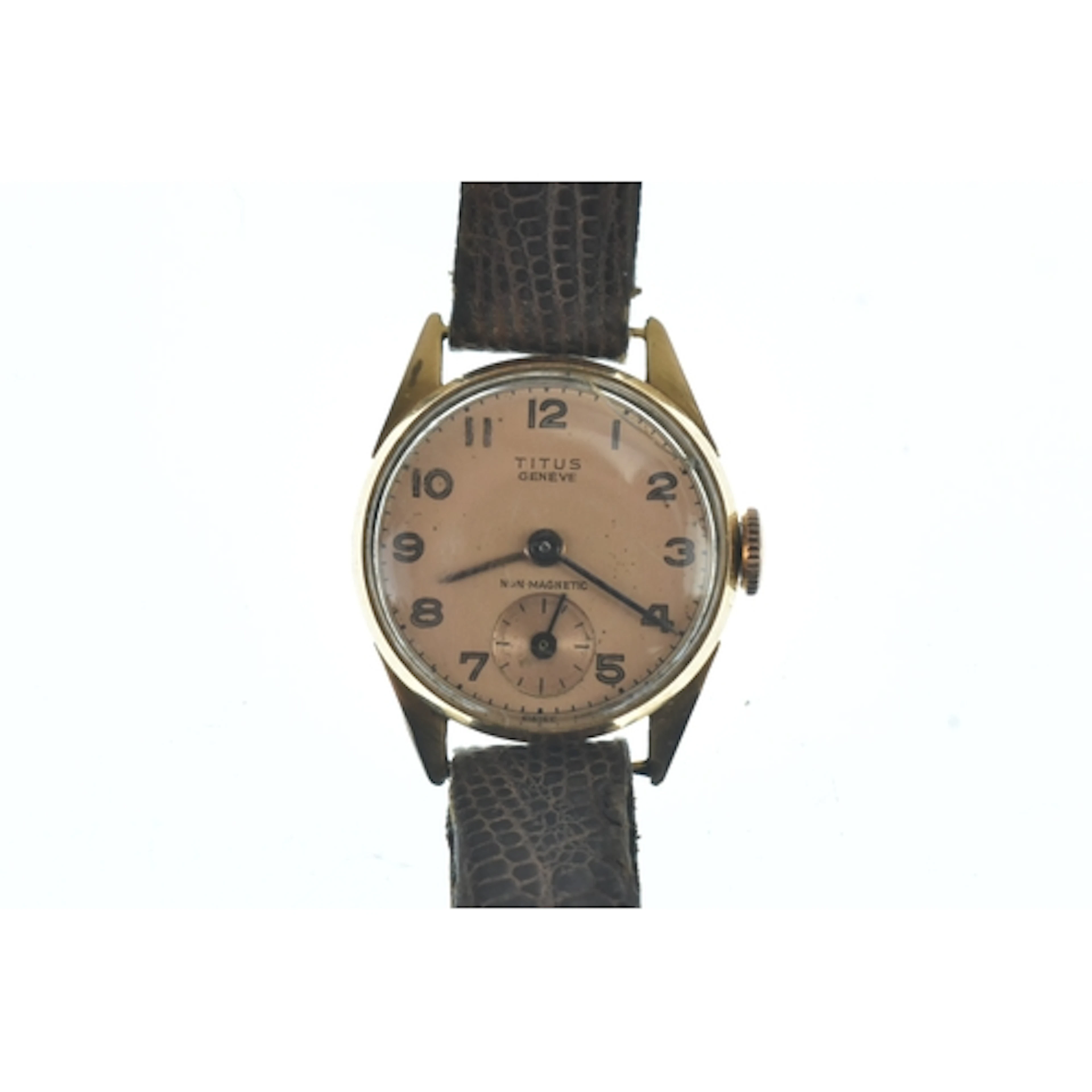 A Titus 18ct gold ladies manual wind wristwatch, the dial ha...