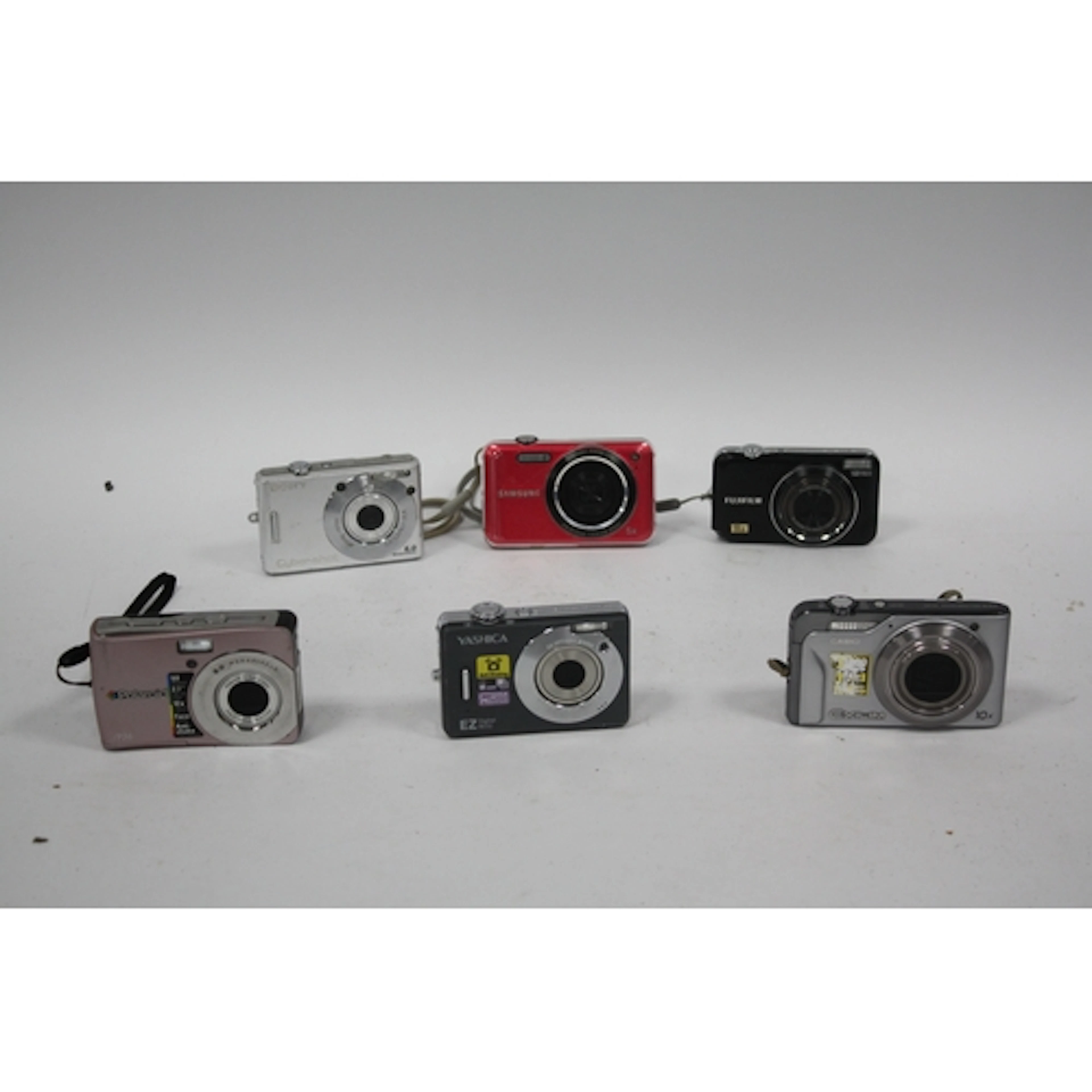 A collection of digital compact cameras to include Samsung E...