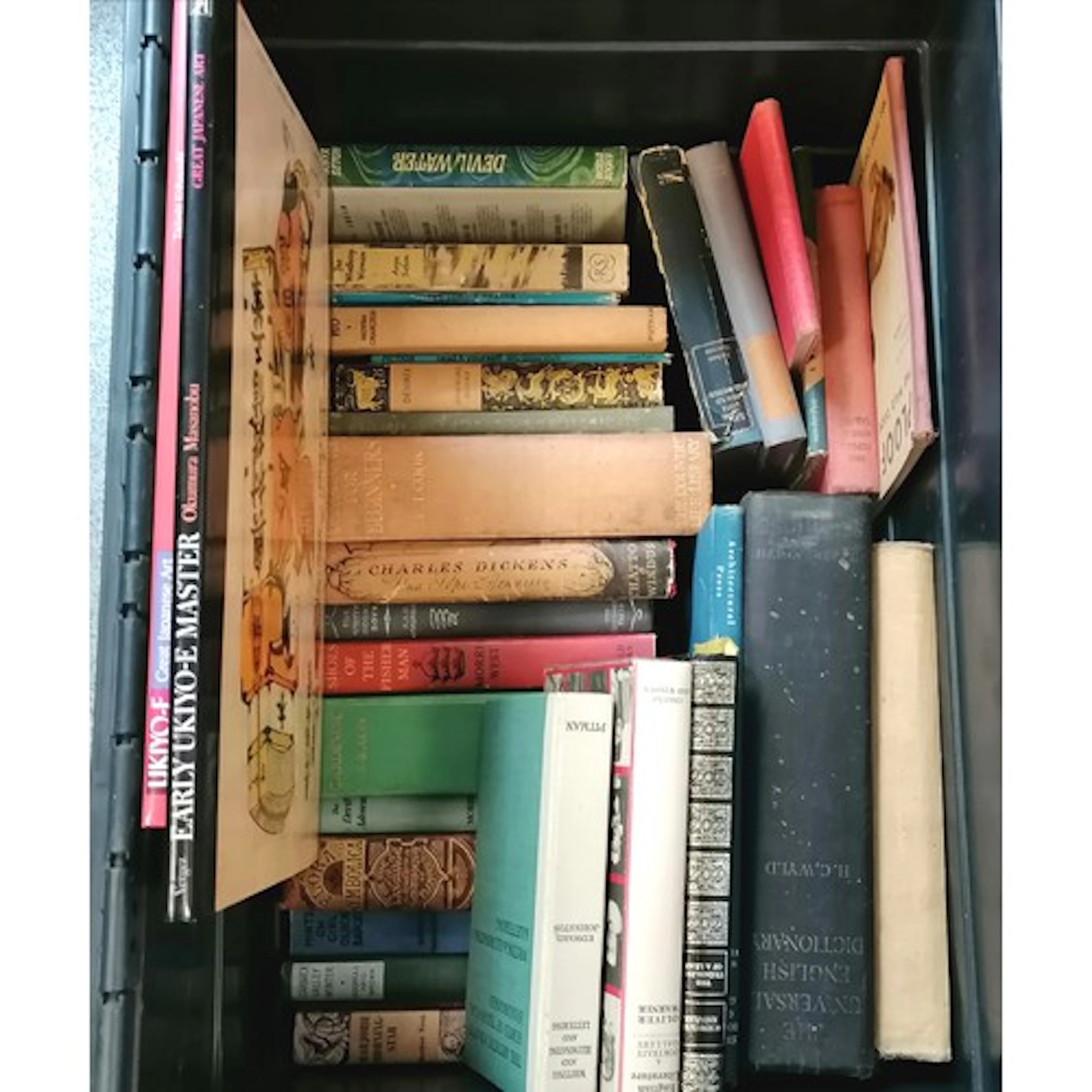 Box of books inc Ukiyo-e, Anya Seton, Ploof the wild duck, (...