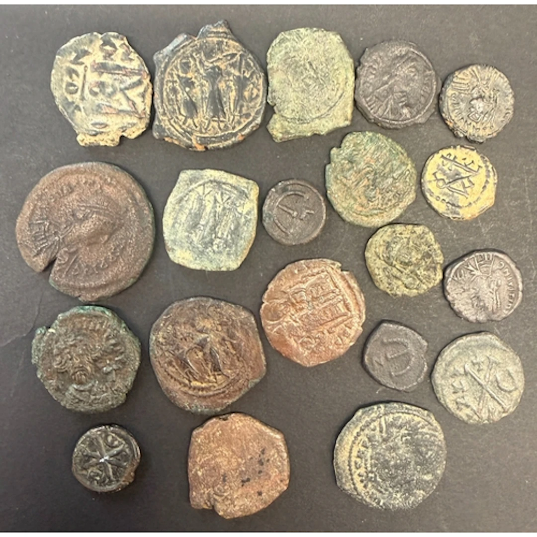 A group of twenty early Byzantine bronze coins, including is...