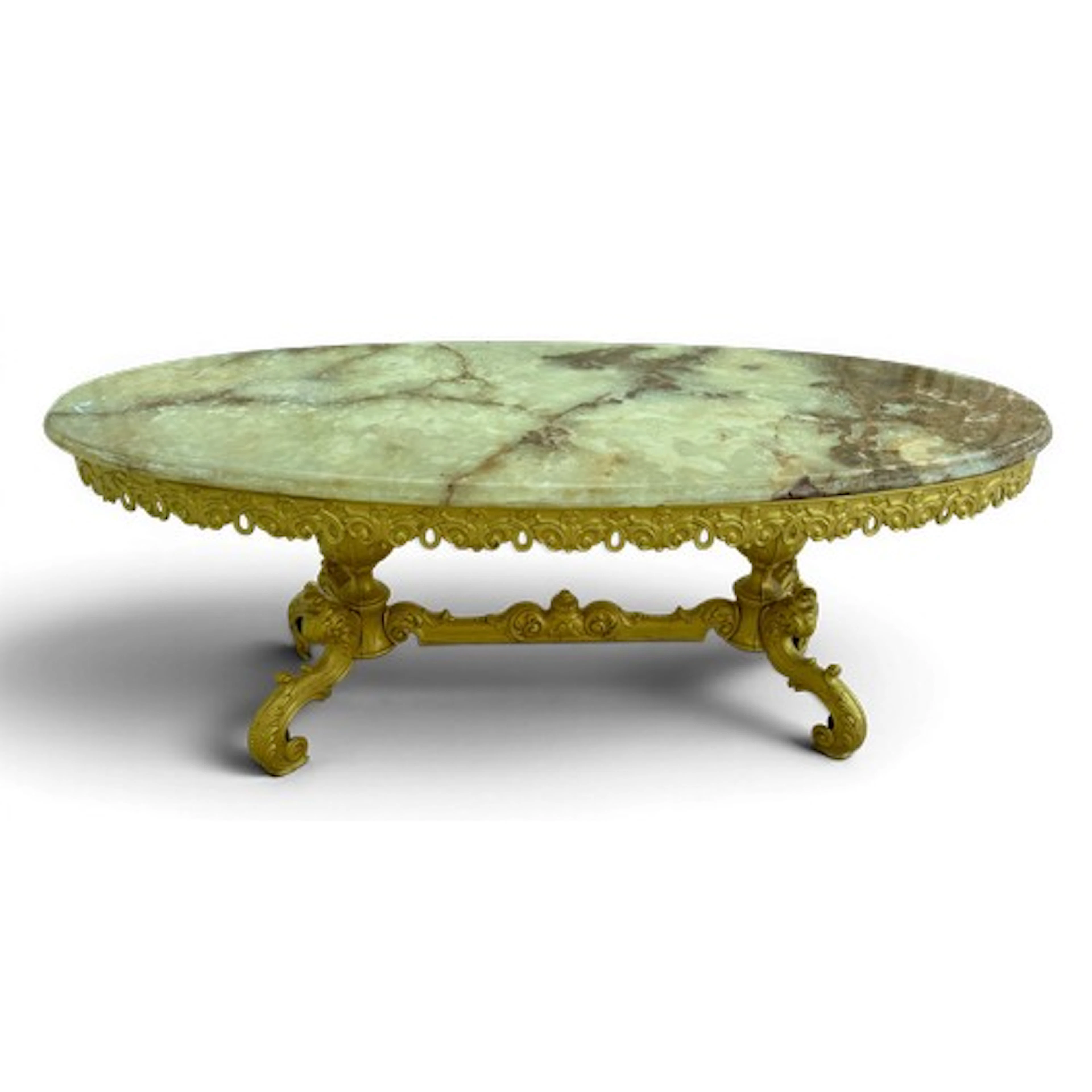 A gilt metal and onyx coffee table, 121cm w x 53cm w x 47cm ...
