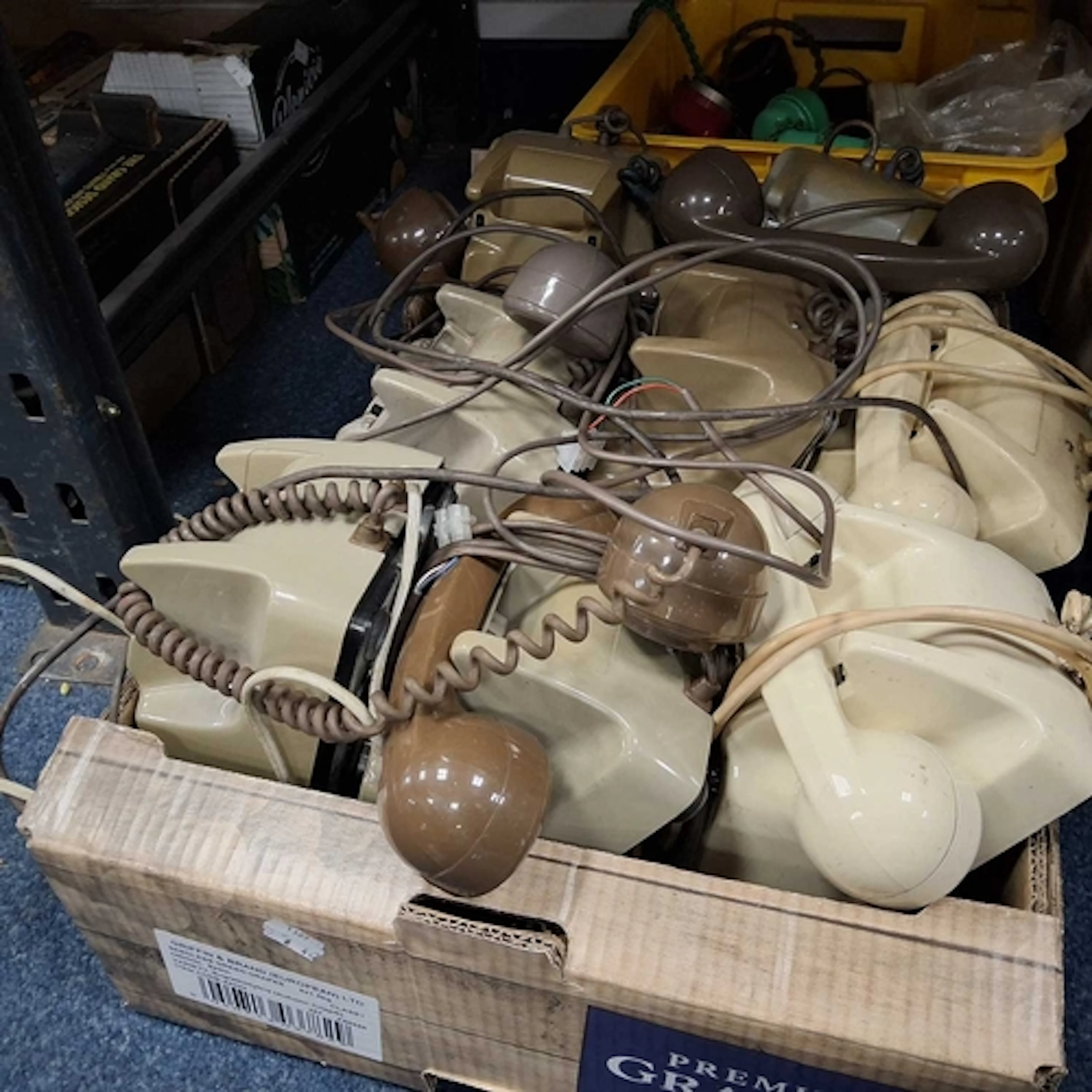 2 BOXES OF VINTAGE GPO TELEPHONES comprising eight rotary di...