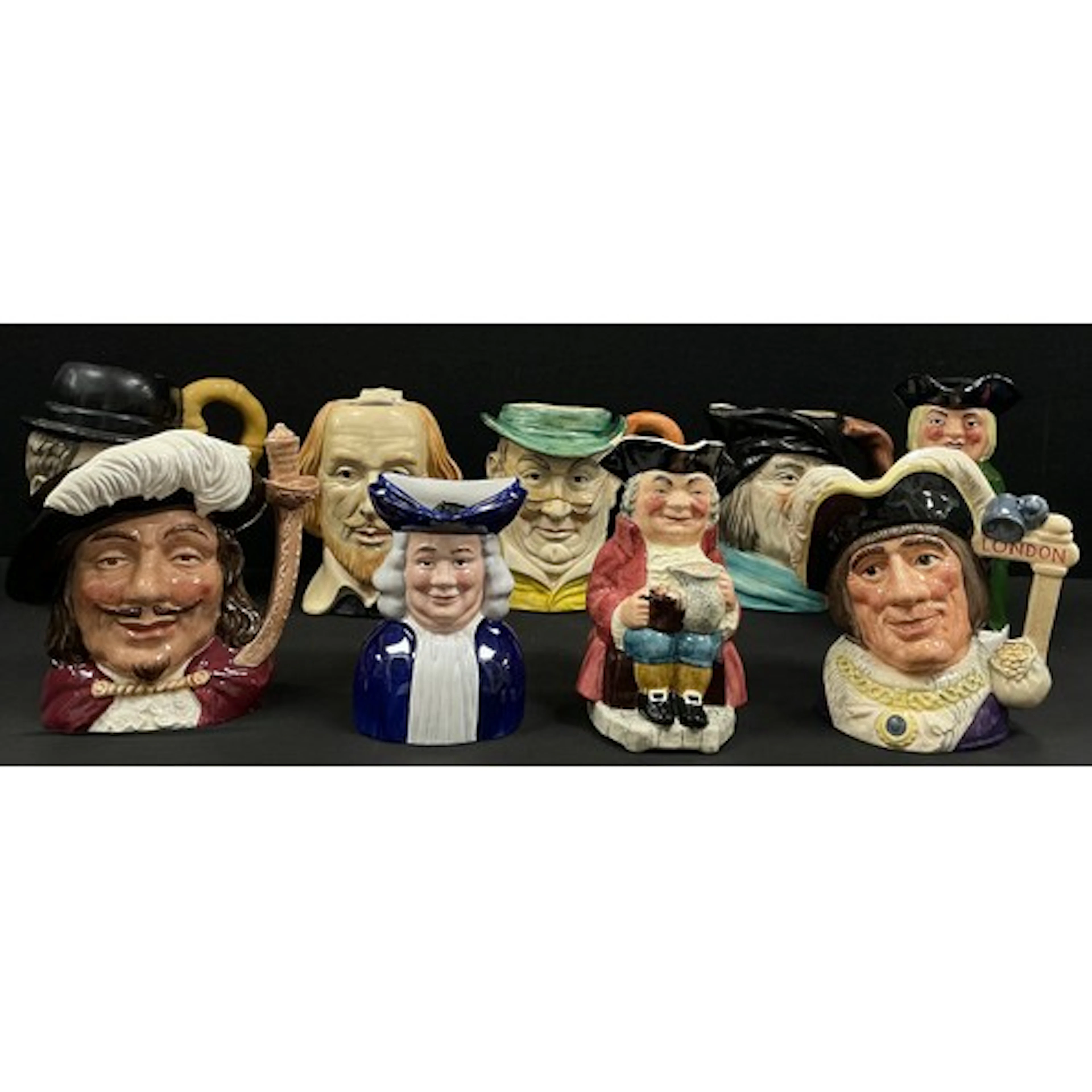 Royal Doulton and others, a group of nine Toby character jug...