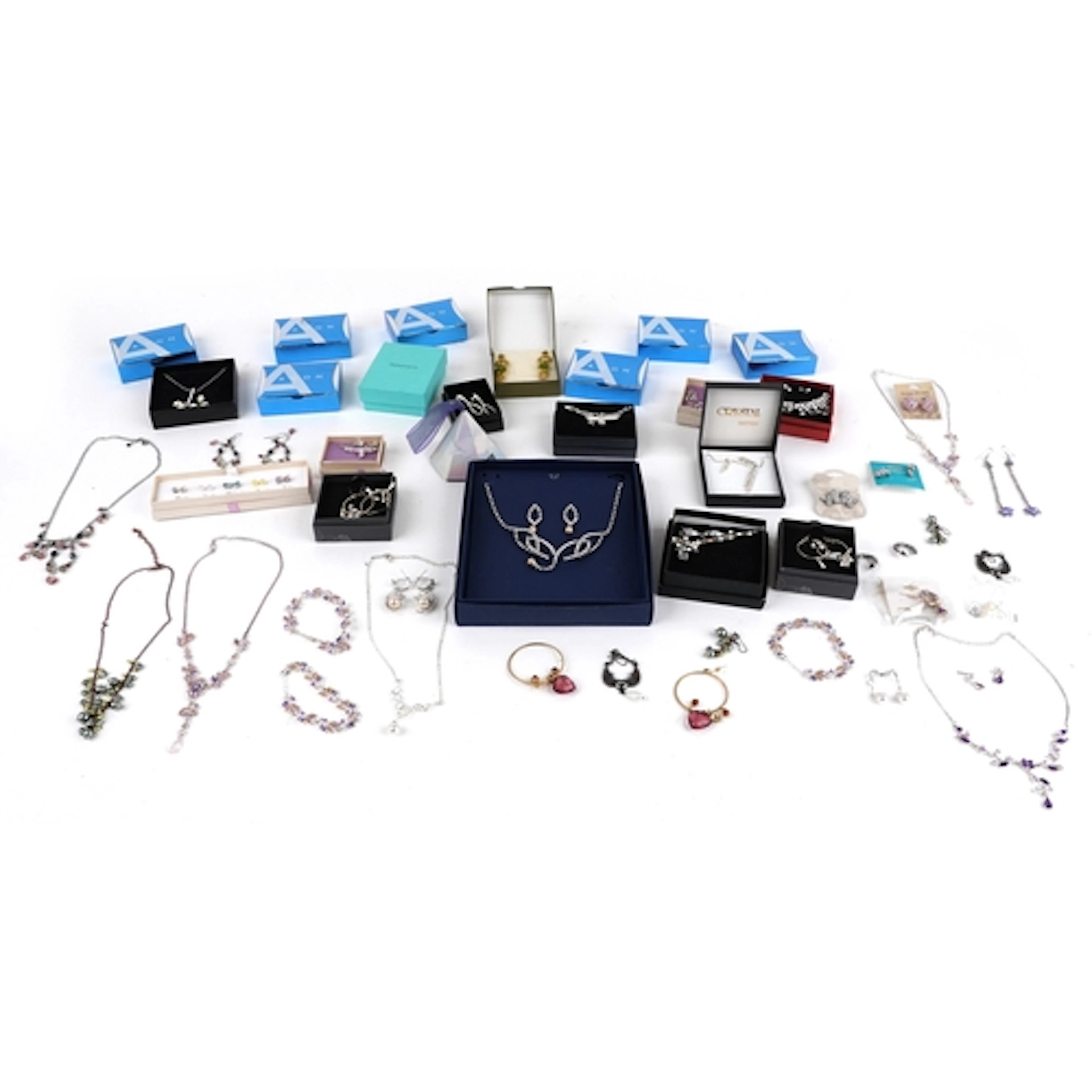 A large collection of dress jewellery earrings and jewellery...