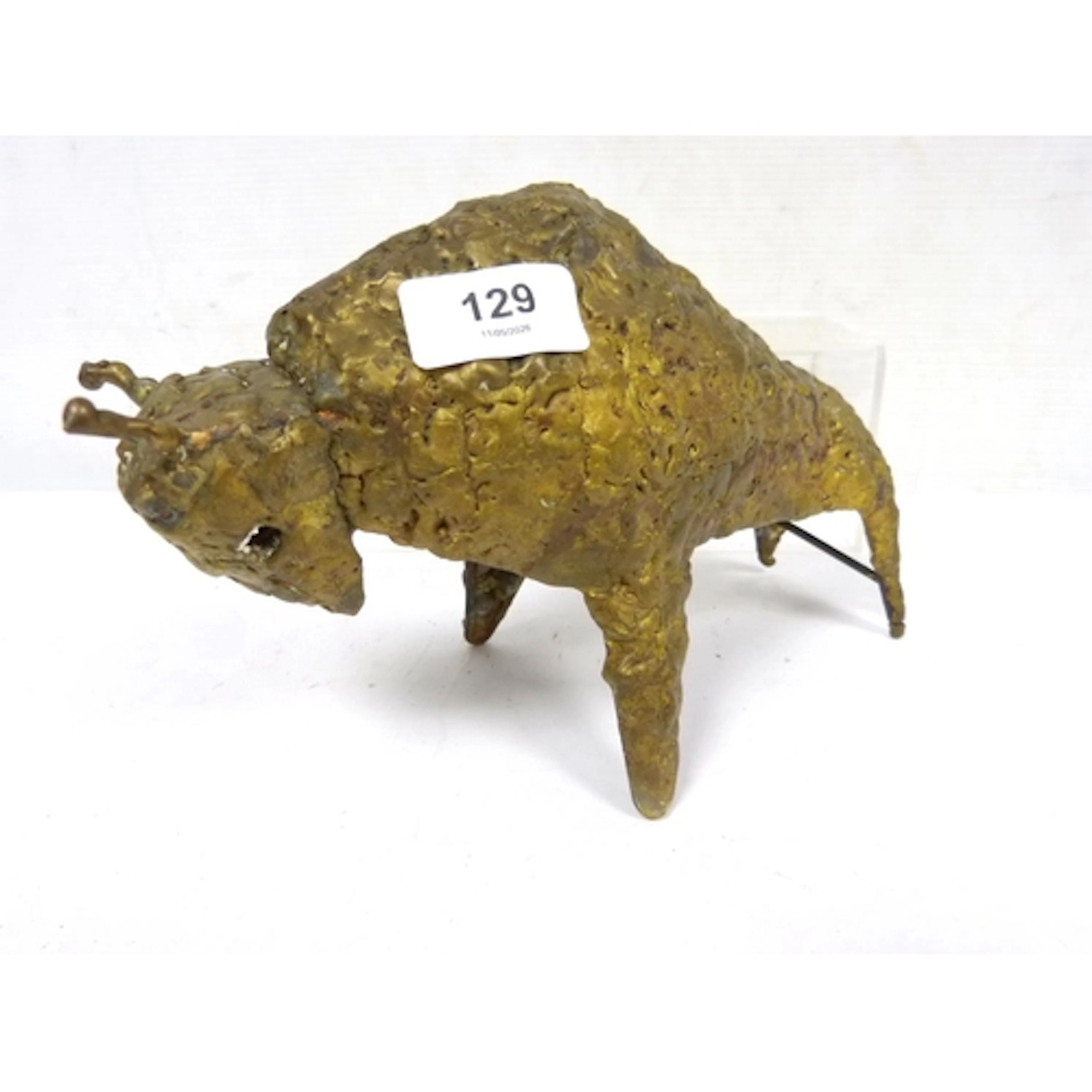 1960's Picasso style cast bull sculpture.
