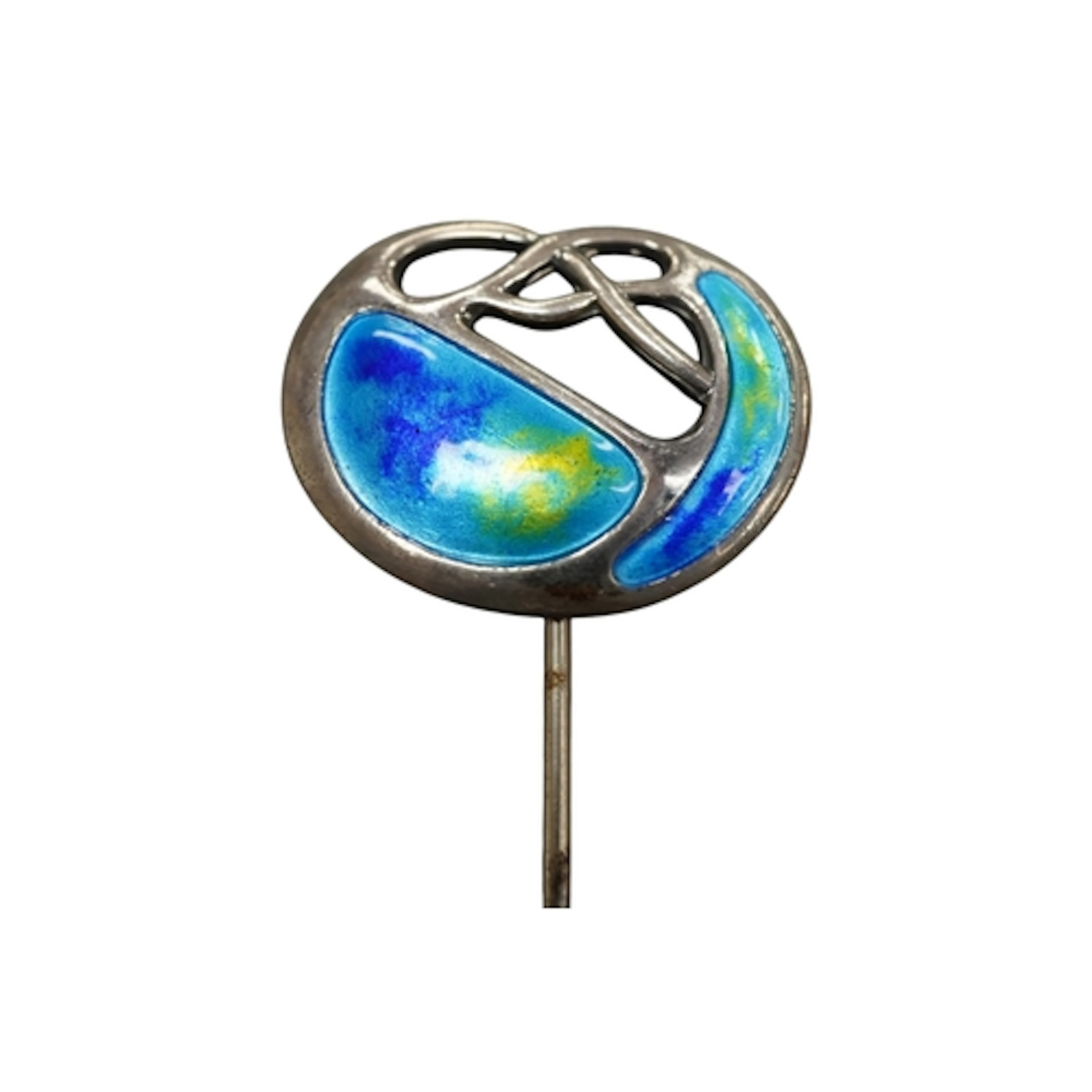 An Edwardian Art Nouveau silver and enamel hat pin, by Charl...