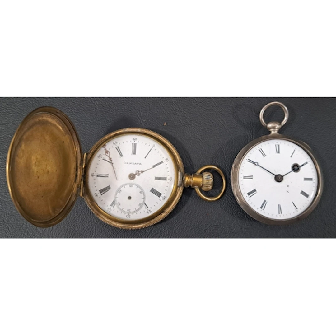 UNMARKED SILVER OPEN FACED POCKET WATCH the white enamel dia...
