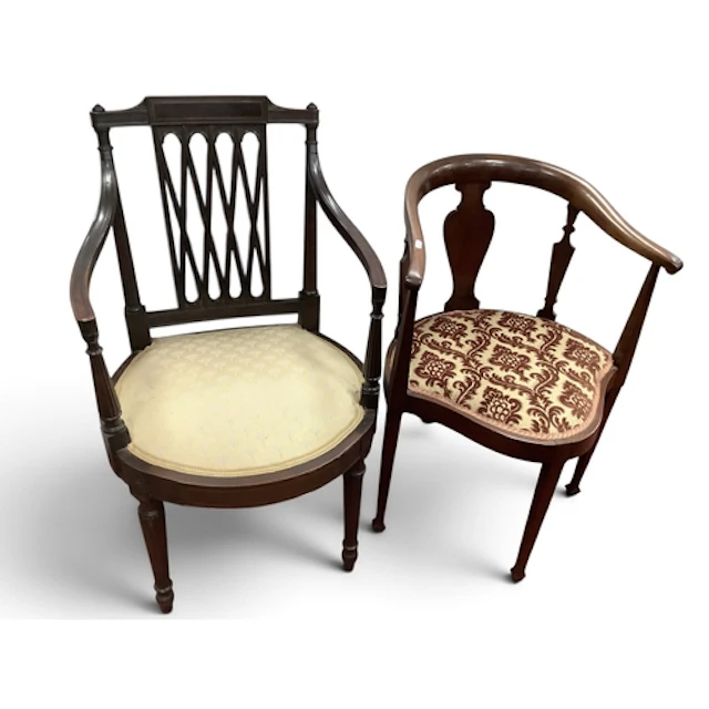 Edwardian Mahogany Sheraton Style Chair, with lattice back, ...