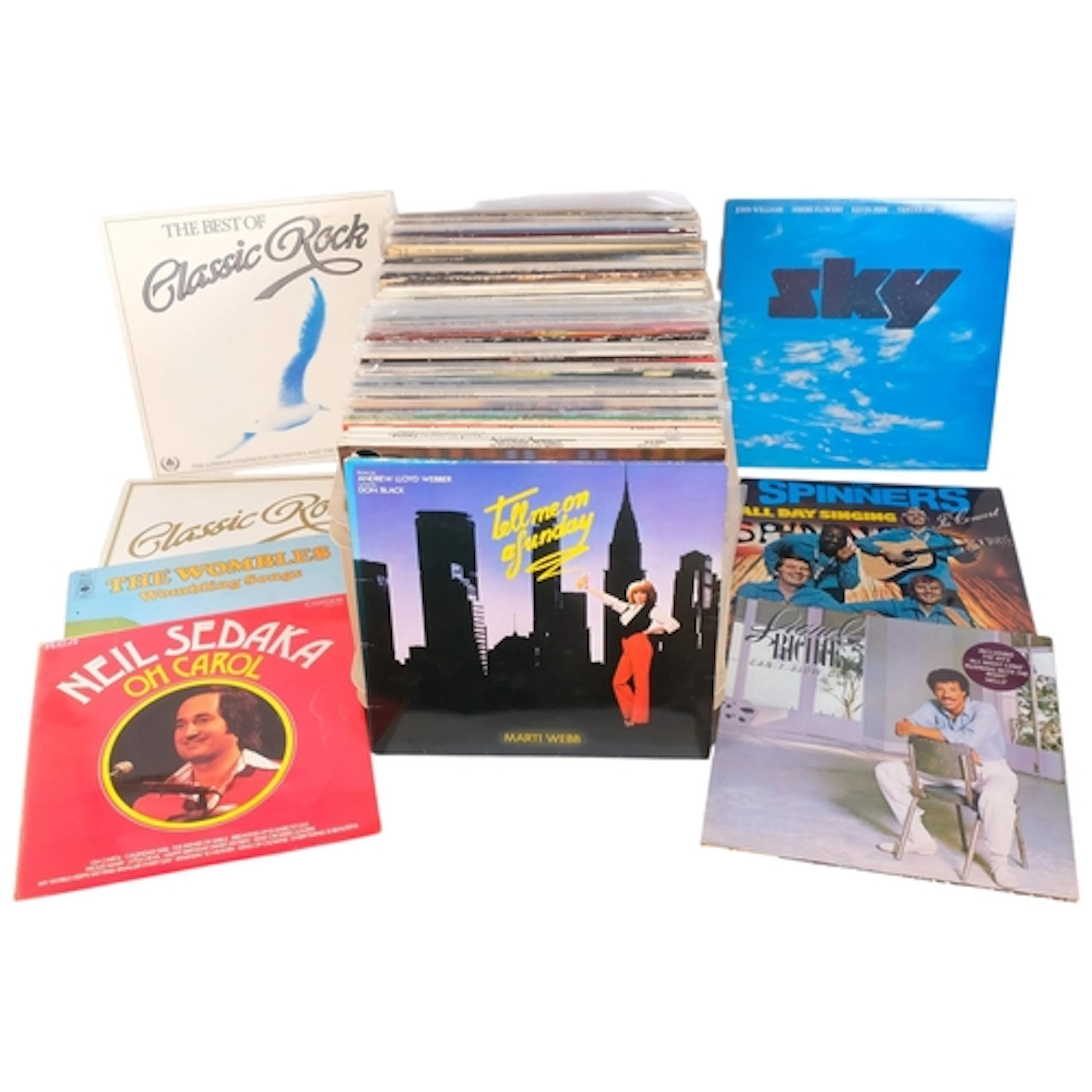 A collection of vinyl albums, mixed artists and genres, incl...