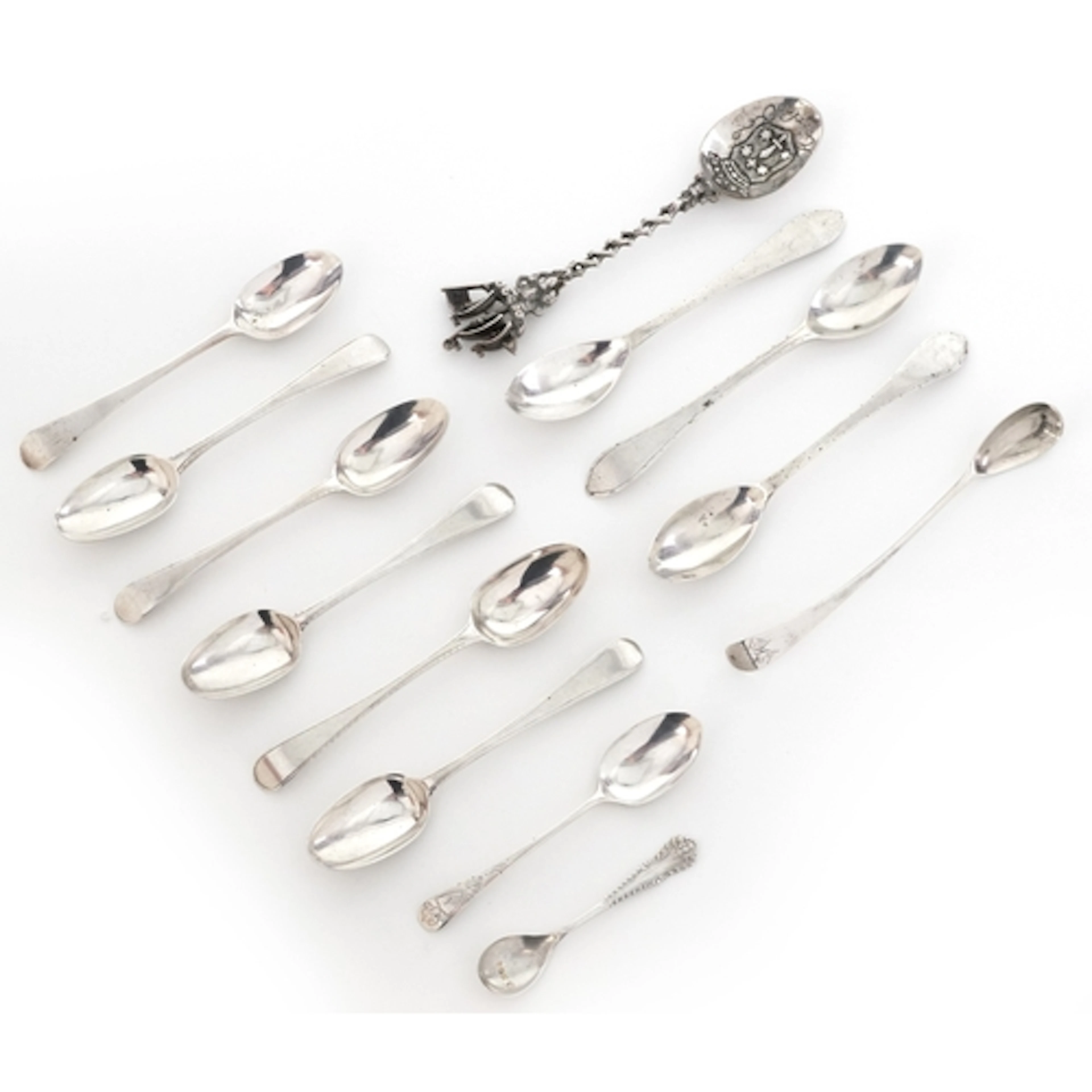 Antique and later silver spoons, mostly continental, includi...