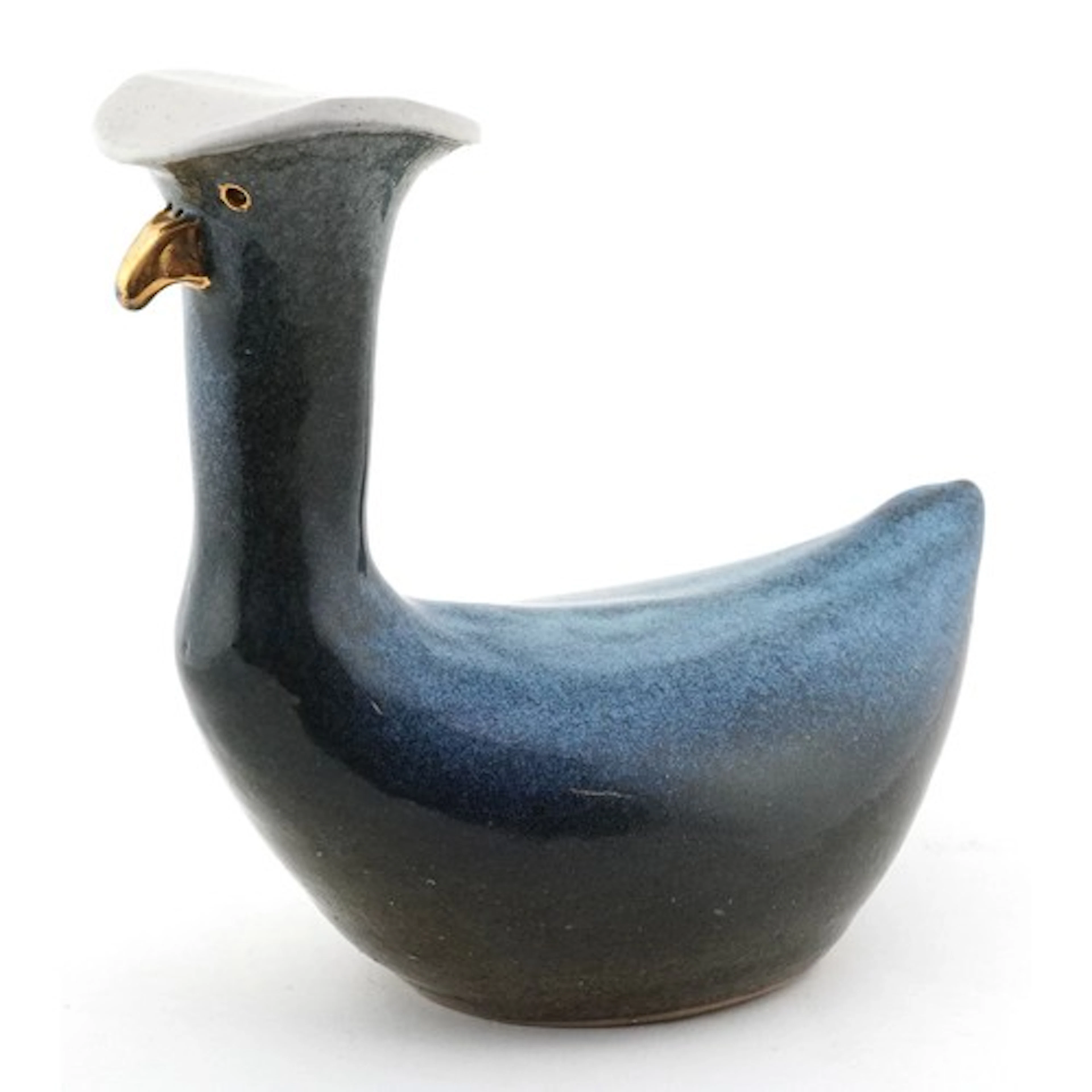 Vintage stylized hand made ceramic bird sculpture having a l...
