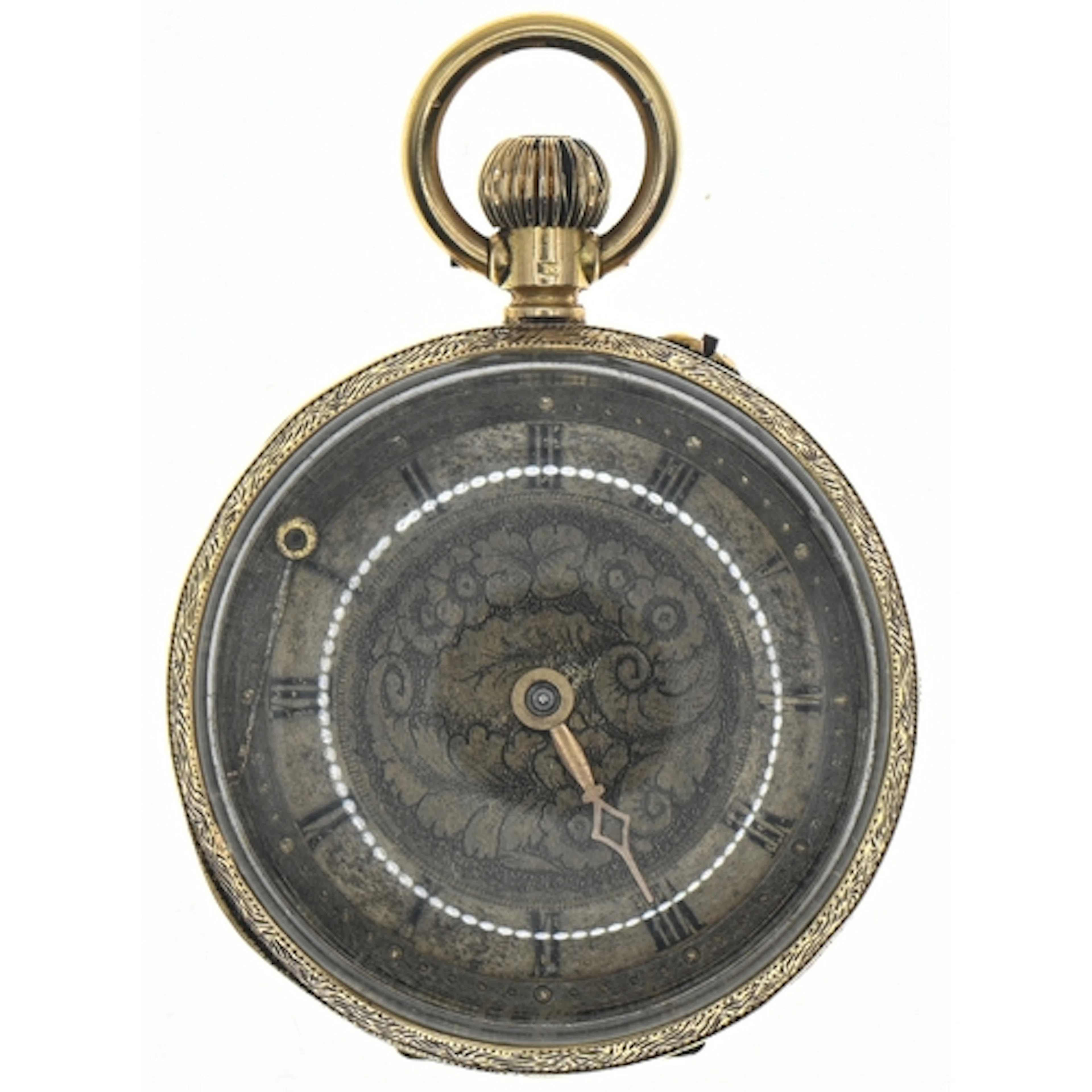 18ct gold ladies keyless-wind open face pocket watch, the go...