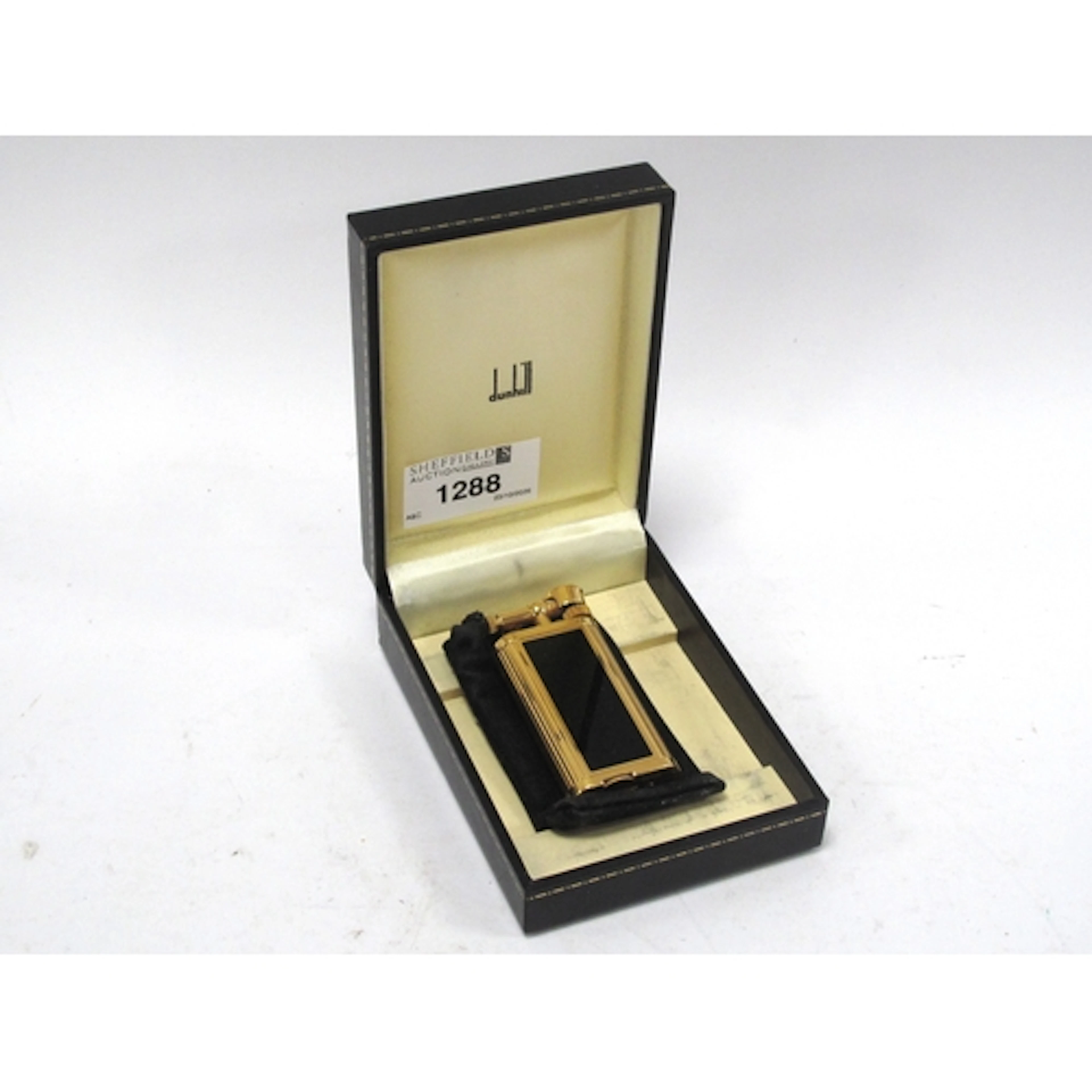 Dunhill Unique Gold Plated and Black Laquer lift arm gas lig...