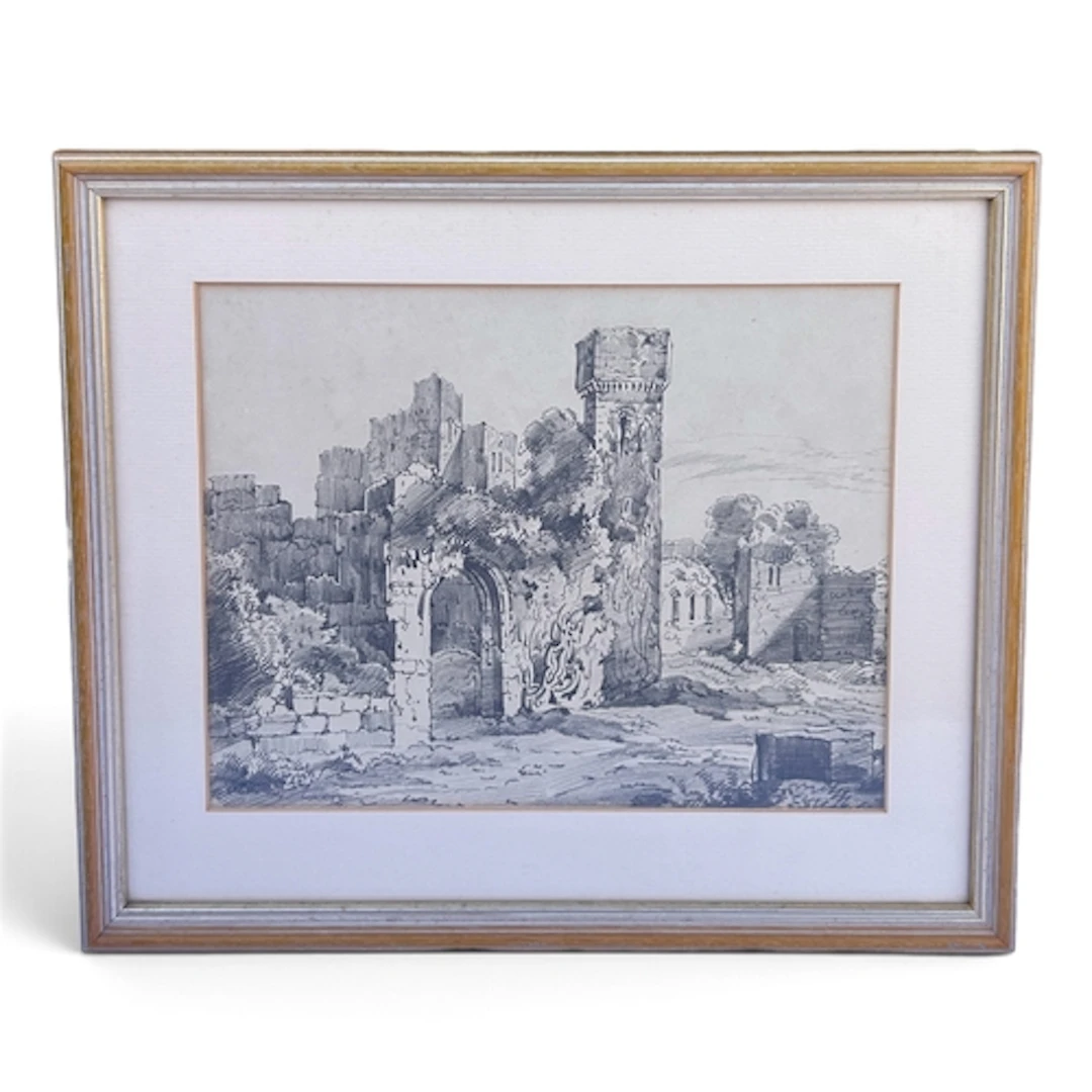 EARLY 19TH CENTURY SCHOOL: A DILAPIDATED LANDSCAPE WITH RUIN...