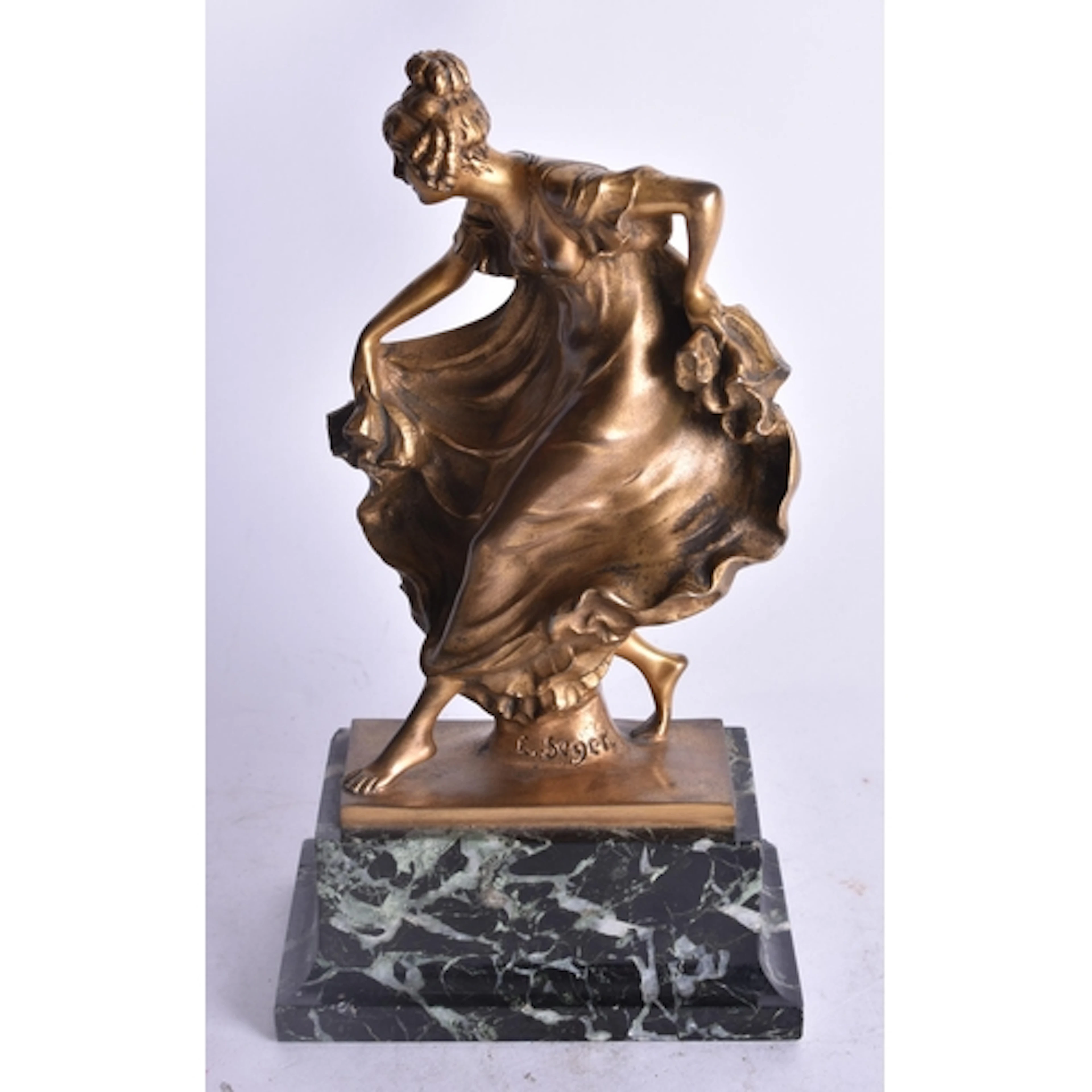 Ernst Seger (1868-1939) German, Gilt bronze, Female. 19cm hi...