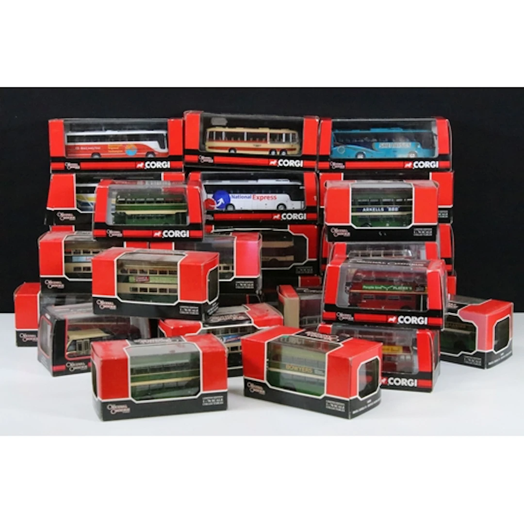 28 Boxed / cased Corgi Original Omnibus diecast model buses ...