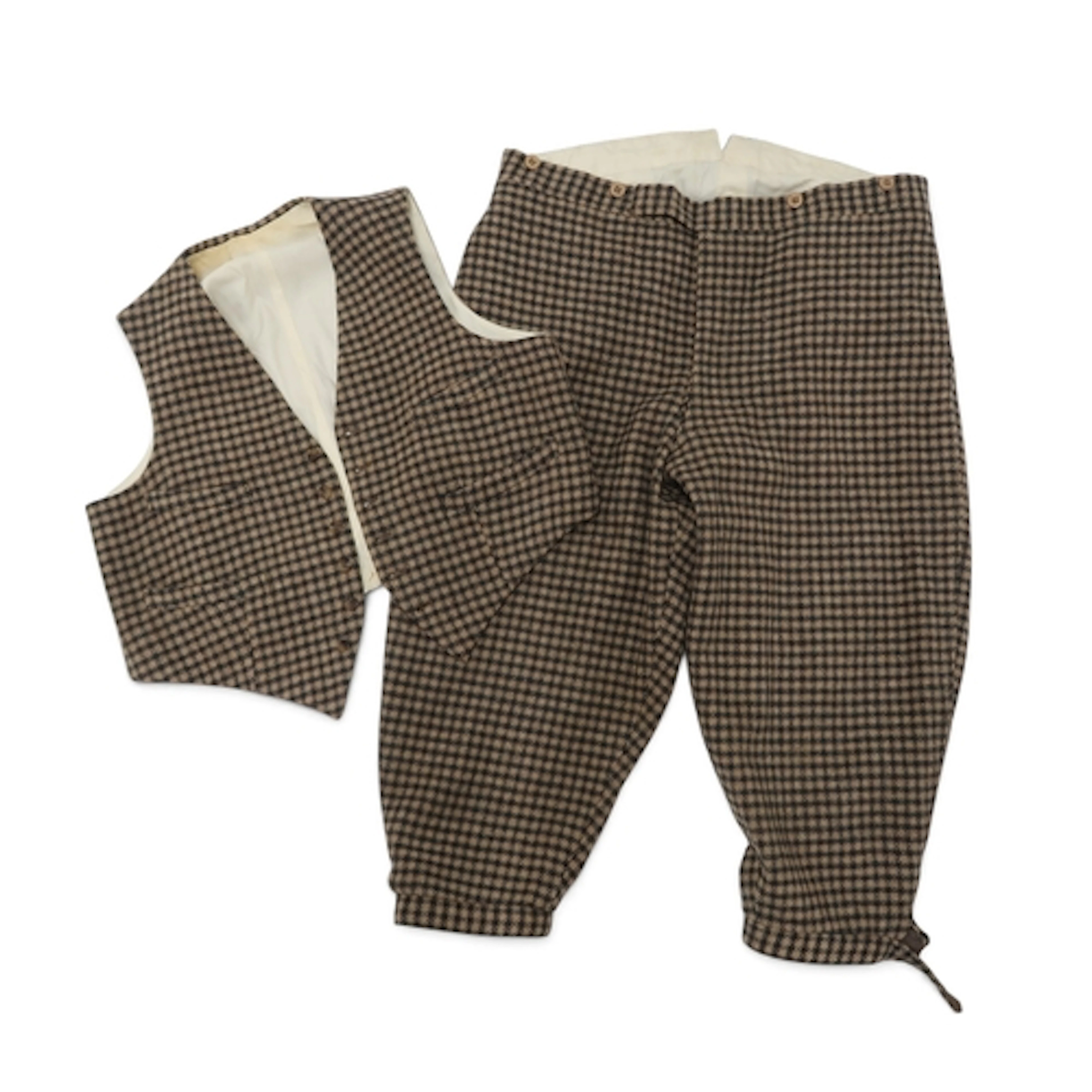 A vintage men's cape in houndstooth wool by Gala Forest; tog...