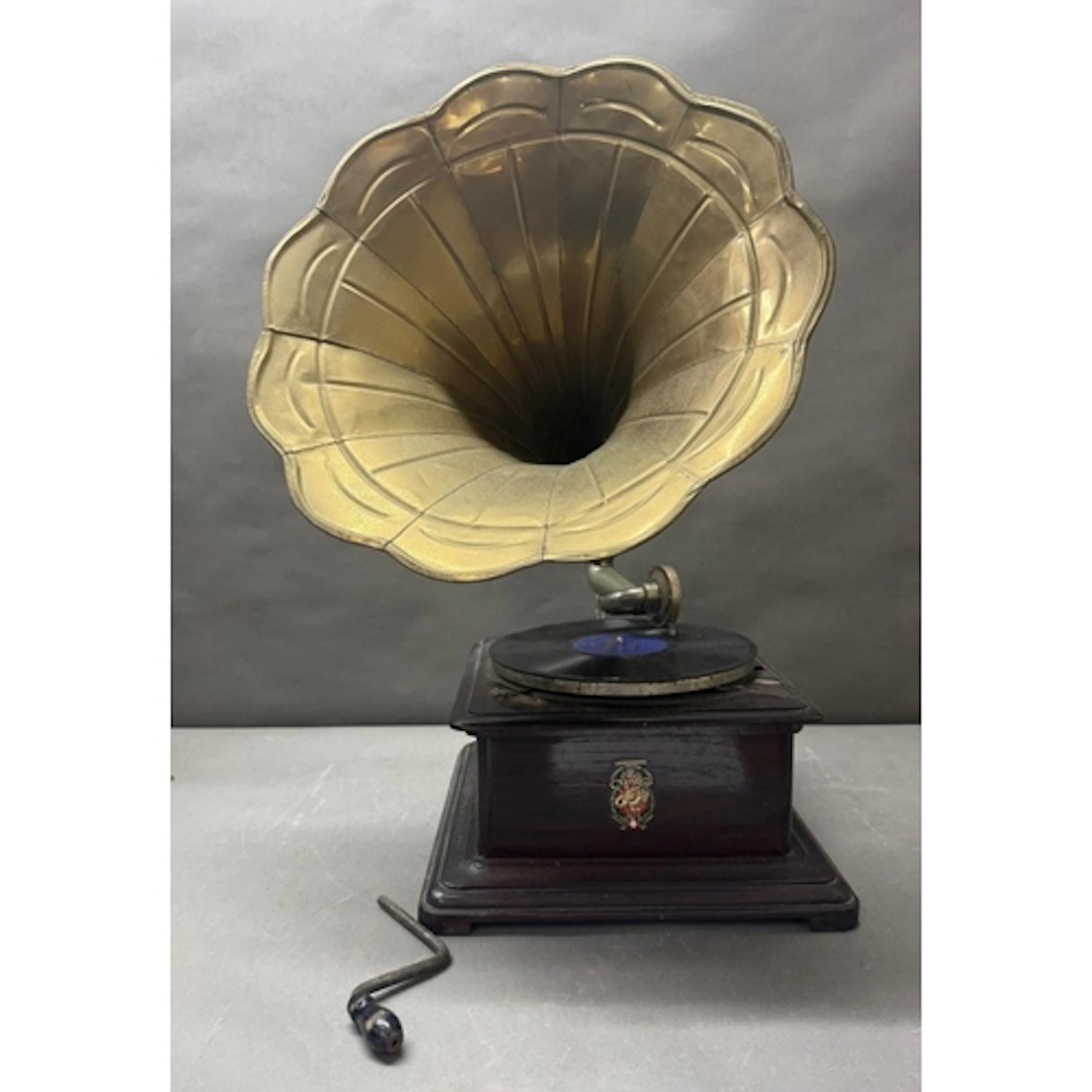 A vintage Lankaphone gramophone with brass trumpet