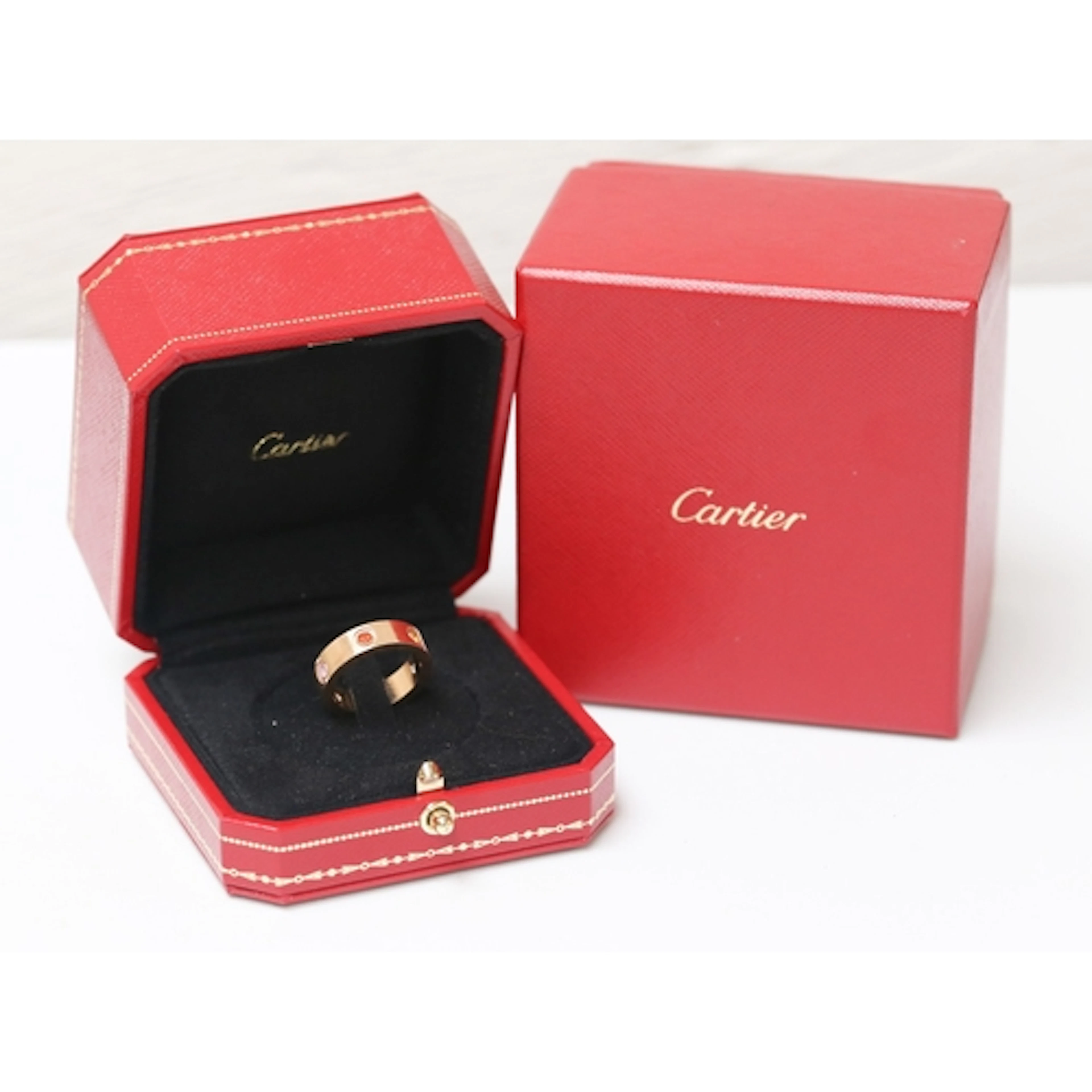 Cartier Rainbow Love Ring Set with Blue, Pink and Yellow Sap...