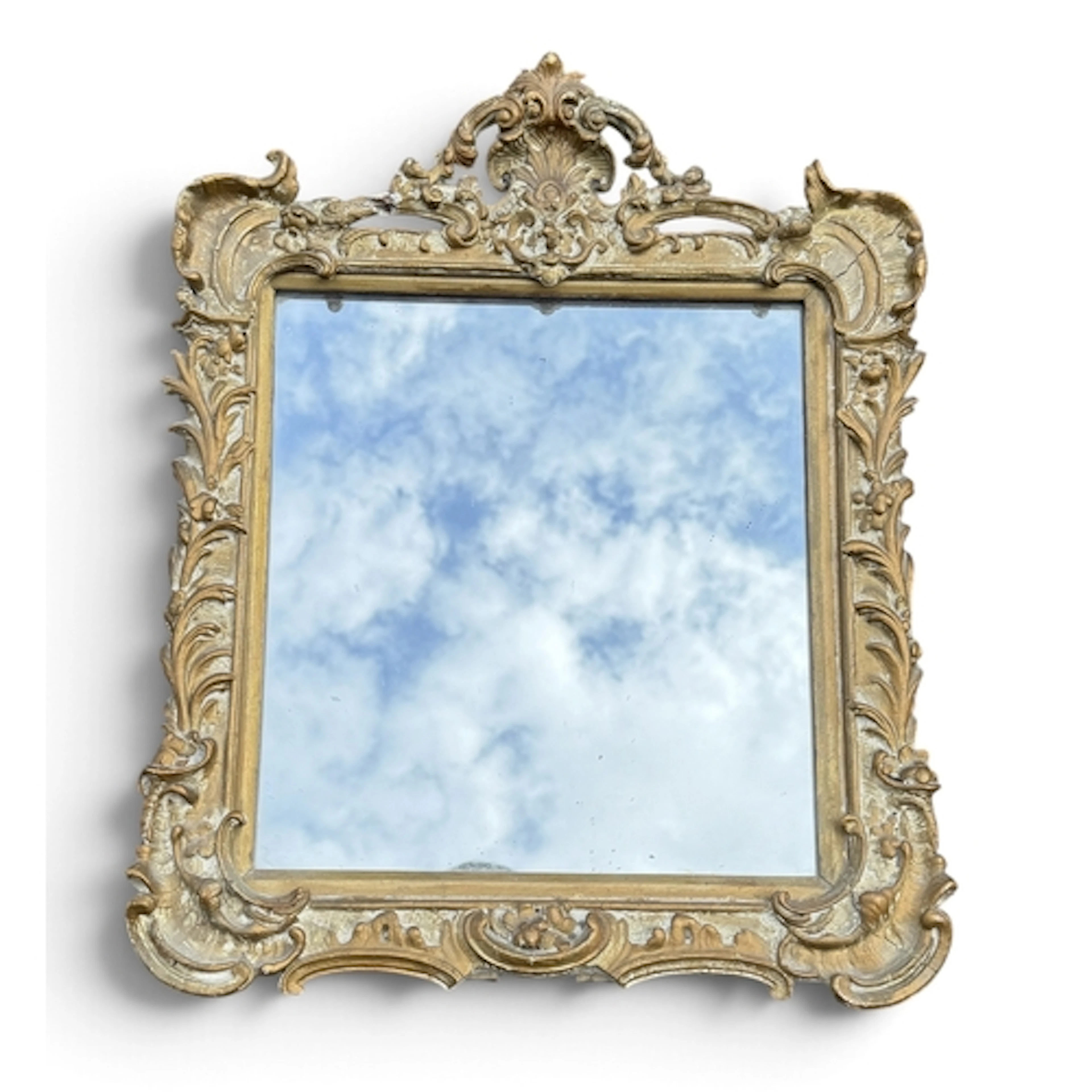A VICTORIAN GILT GESSO WALL MIRROR With easel frame back. 50...
