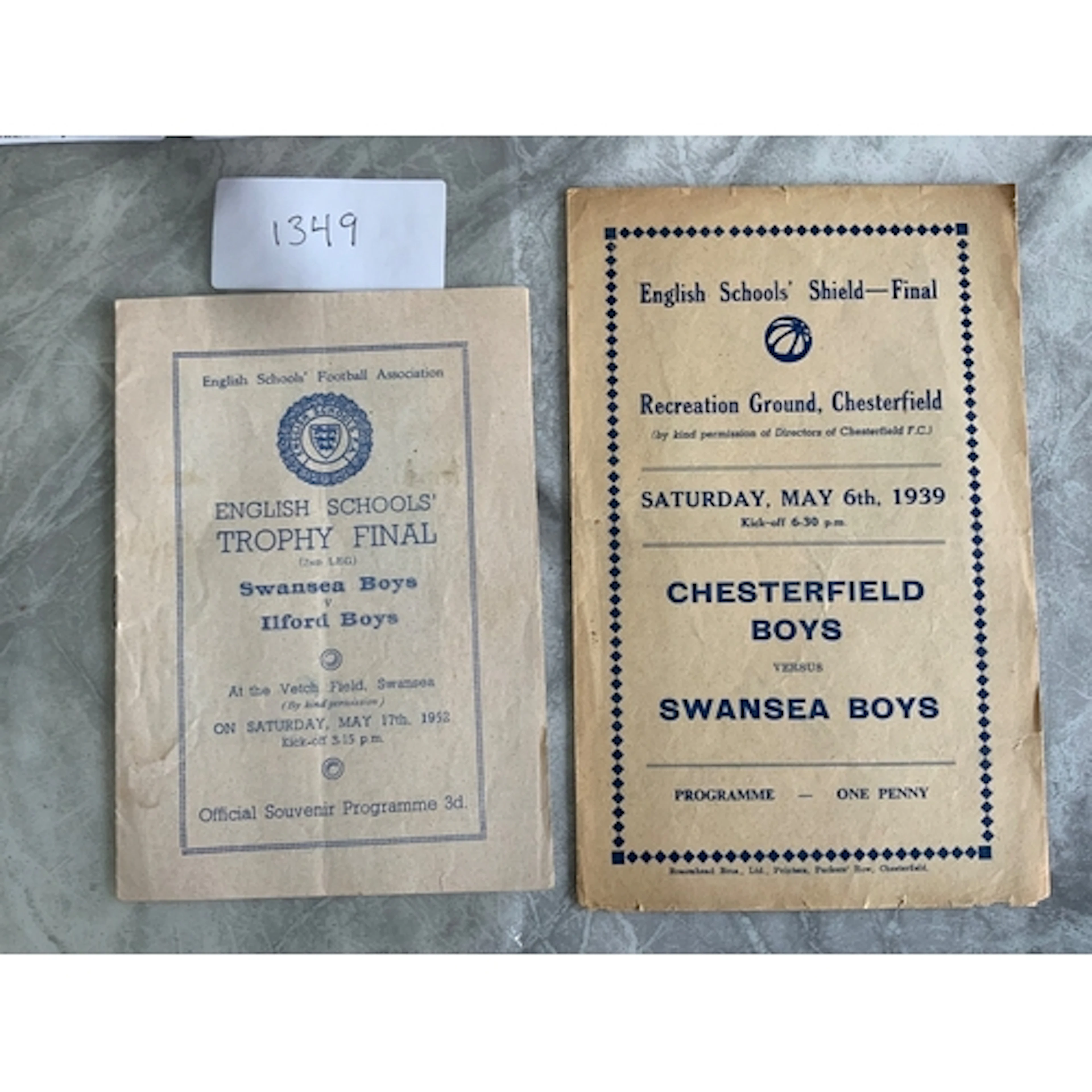 1939 English Schools Final Football Programme: Chesterfield ...