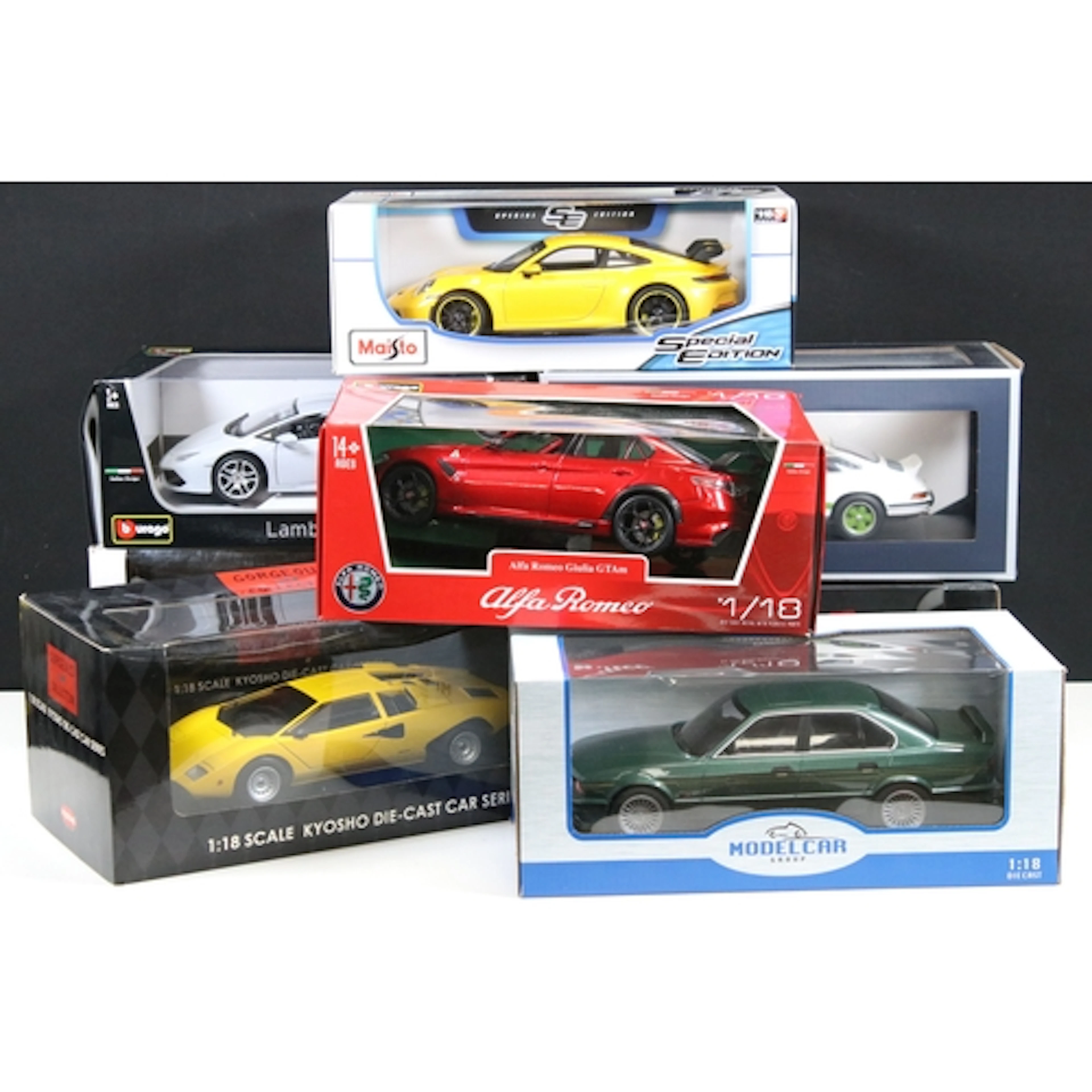 Eight boxed 1/18 scale diecast models to include Model Car G...