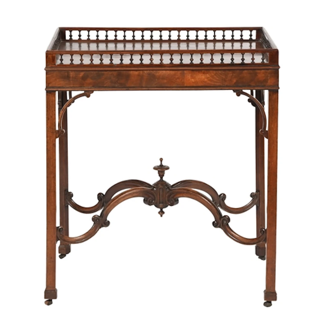 A mahogany silver table, 19th c, the rectangular top with fi...