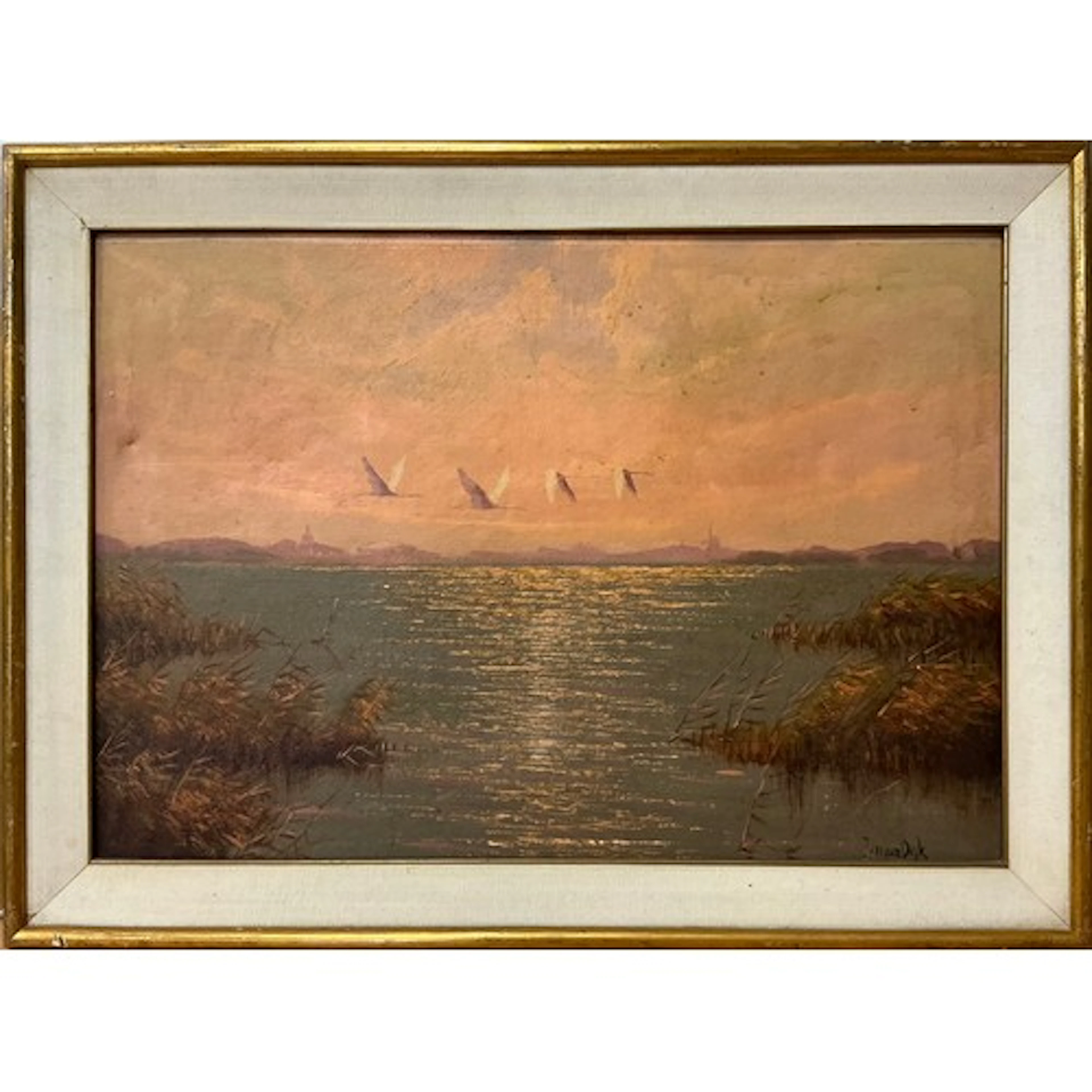 Jan Van Dyk Egrets over the wetlands signed, oil on canvas...