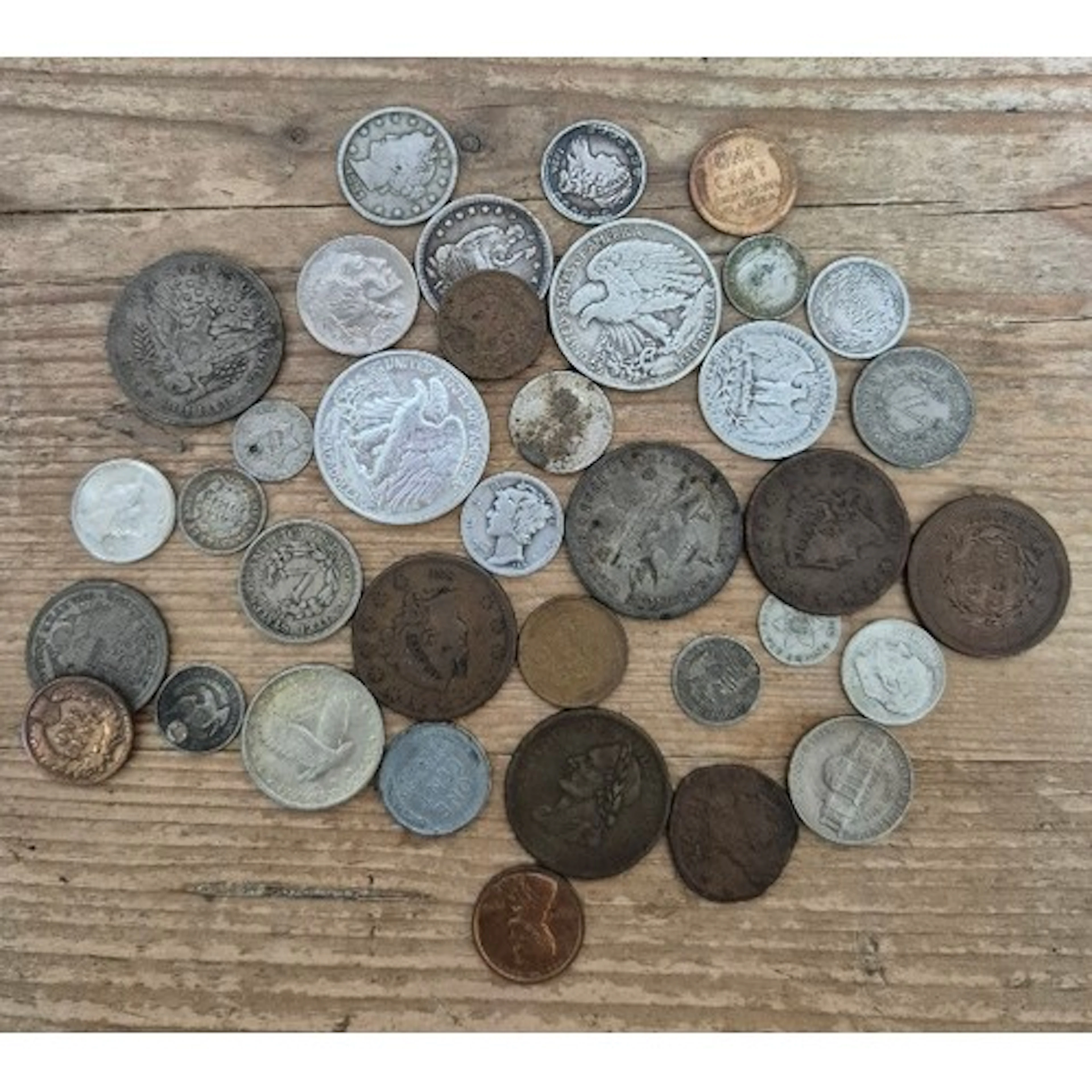 A group of assorted American coins.