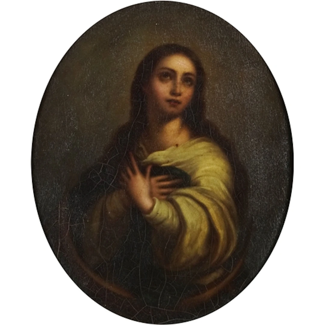 After Bartolome Murillo - Virgin Mary, antique oil on copper...