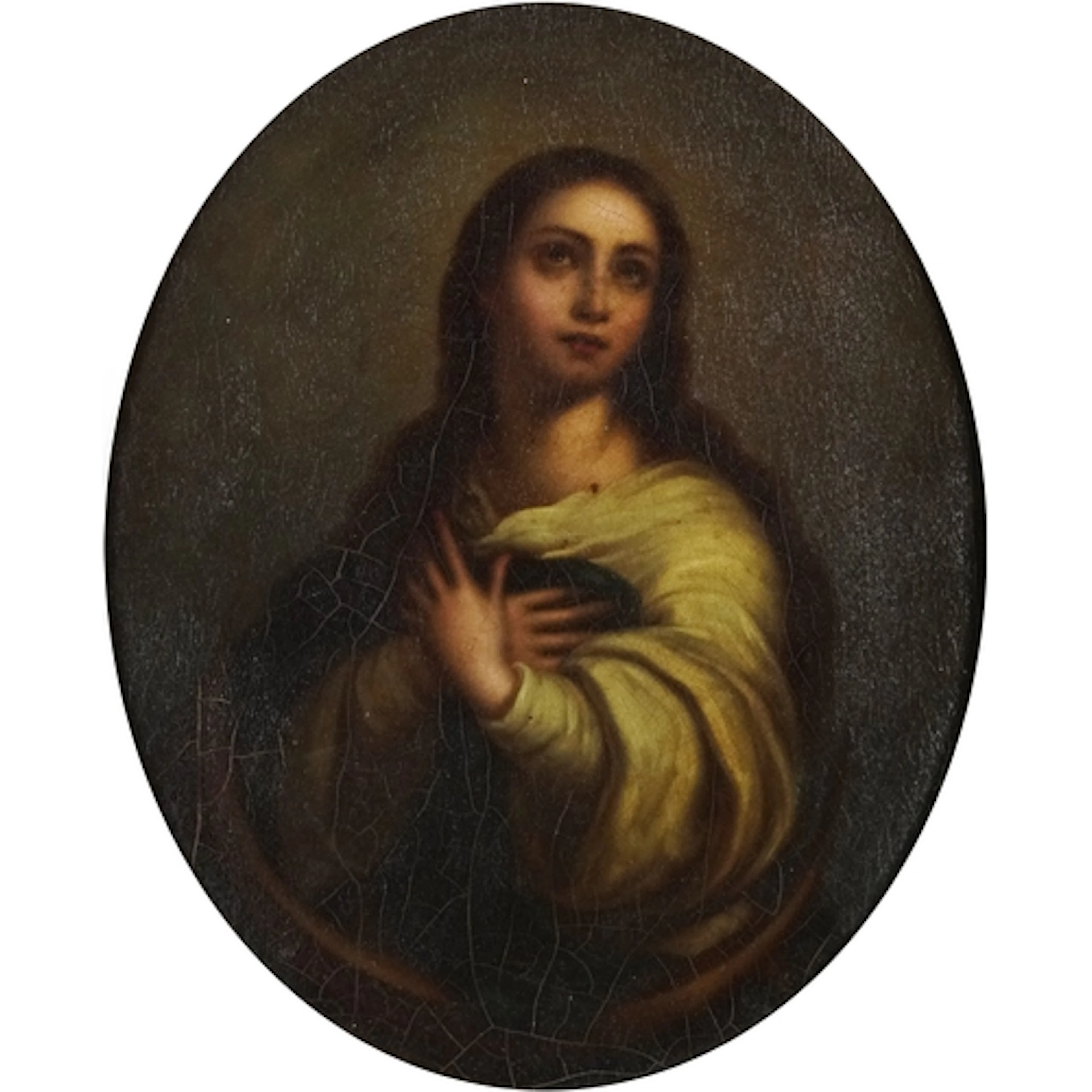 After Bartolome Murillo - Virgin Mary, antique oil on copper...