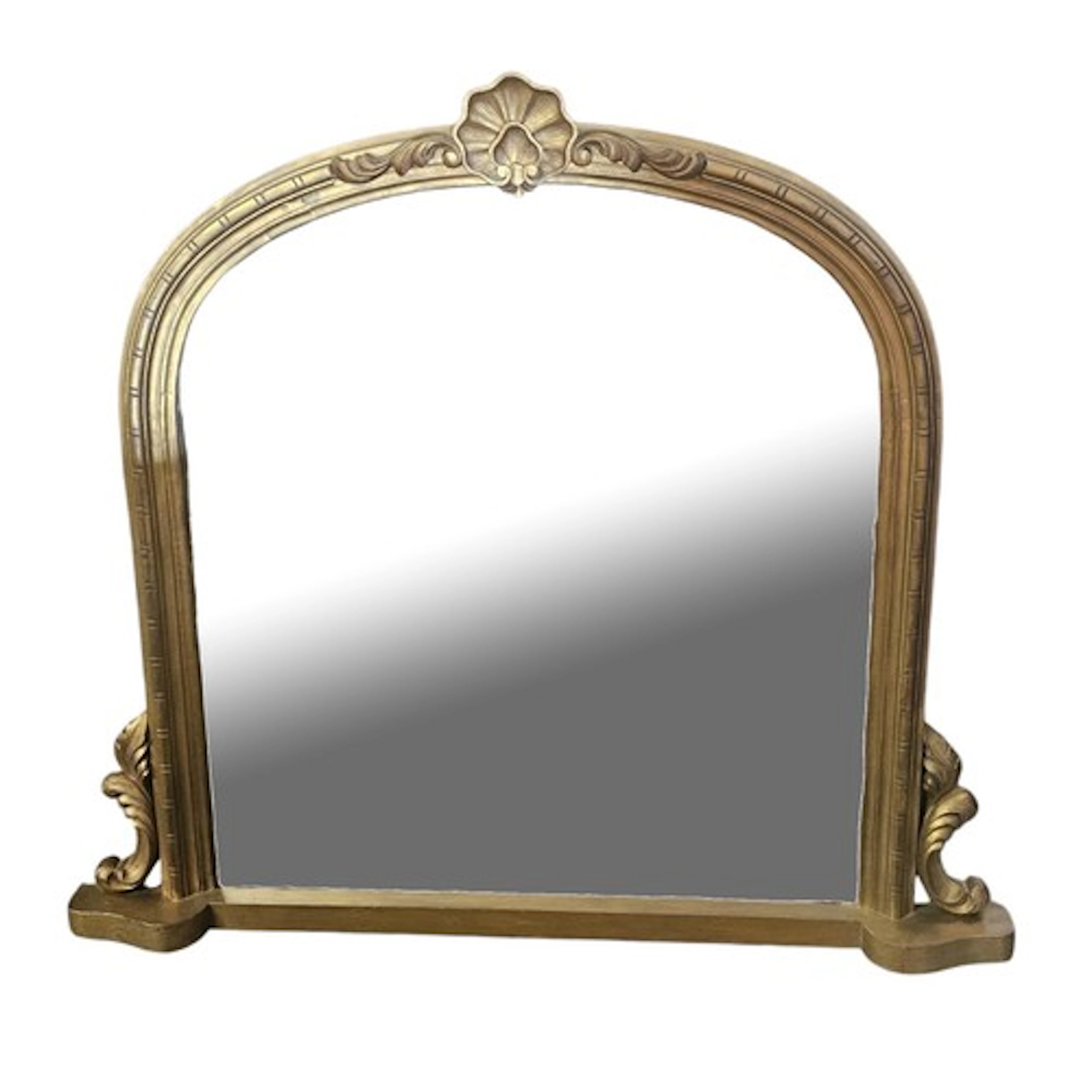 A LATE CENTURY GILT FRAMED OVERMANTEL MIRROR In French Rococ...