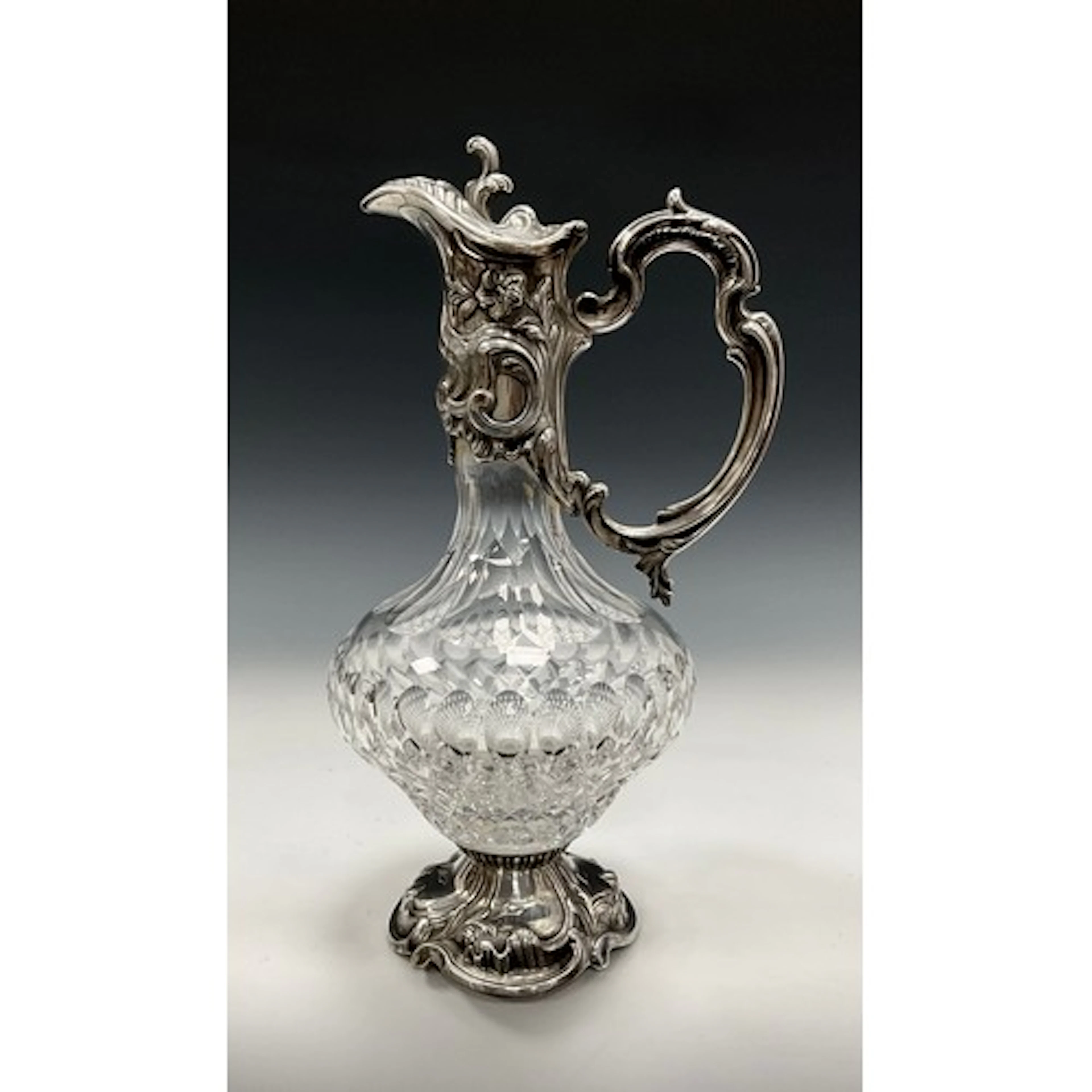 A late 20th century Portuguese silver and cut glass claret j...