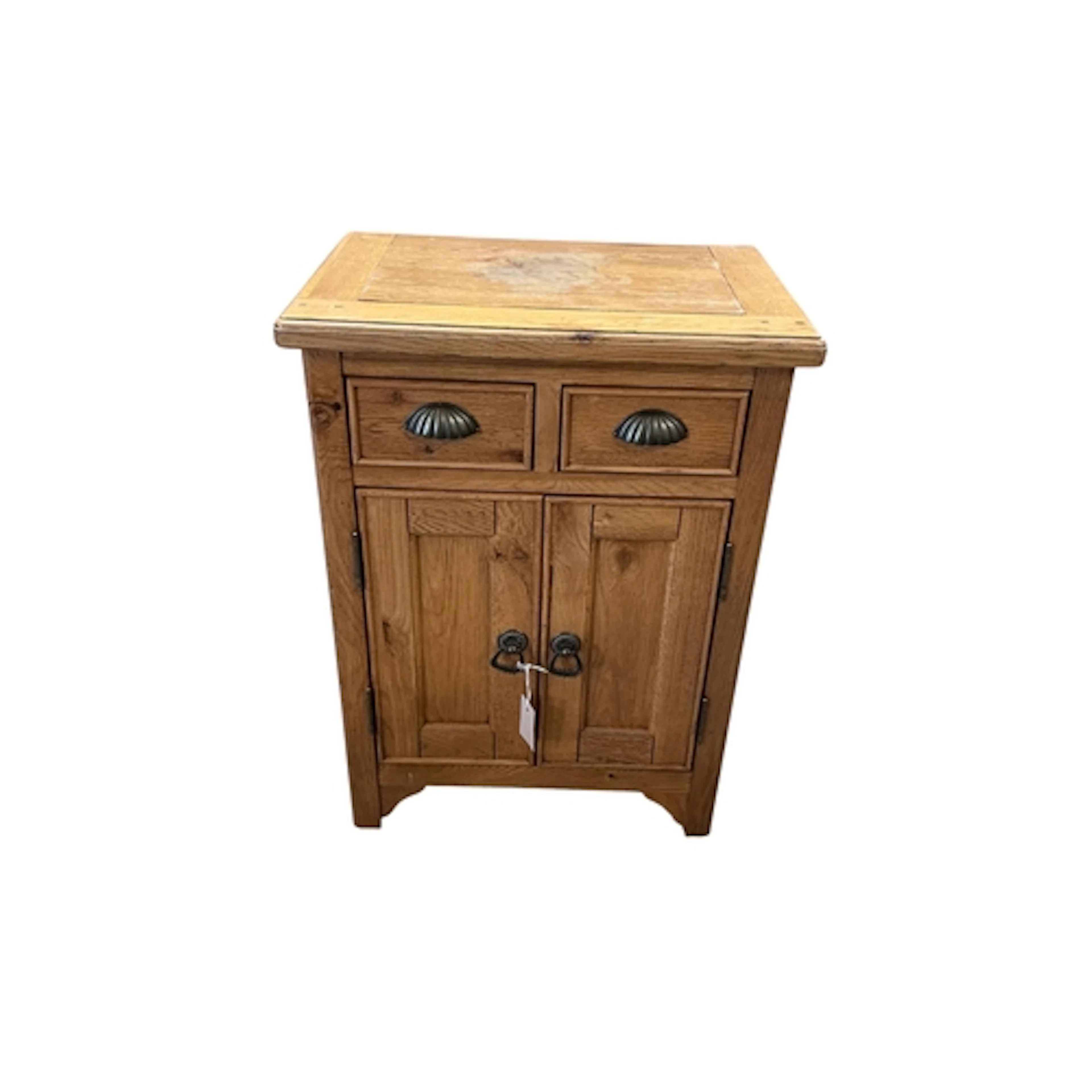 A small reproduction two drawer side cabinet, width 53cm, de...
