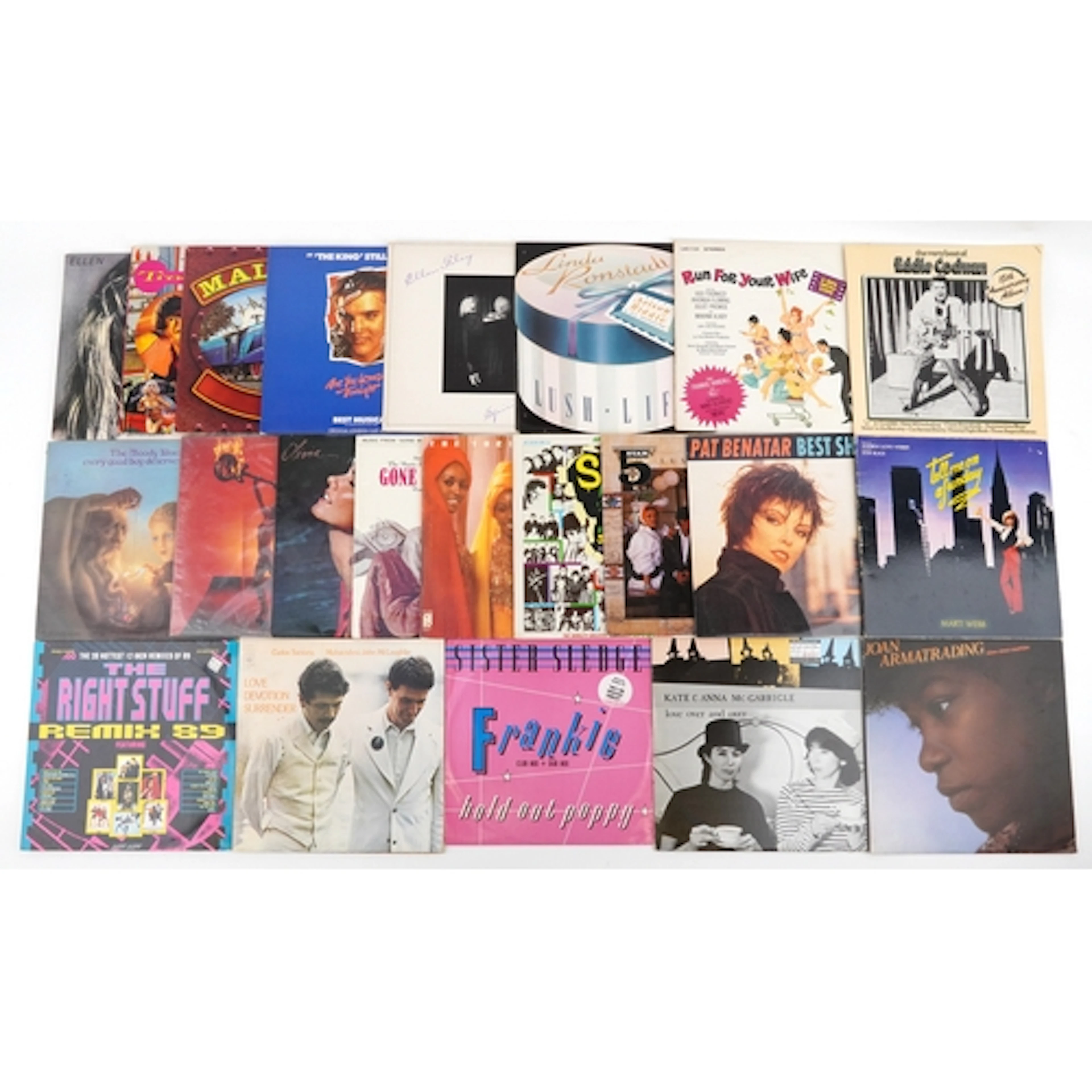Collection of vinyl LP records including Eddie Cochran, Lind...