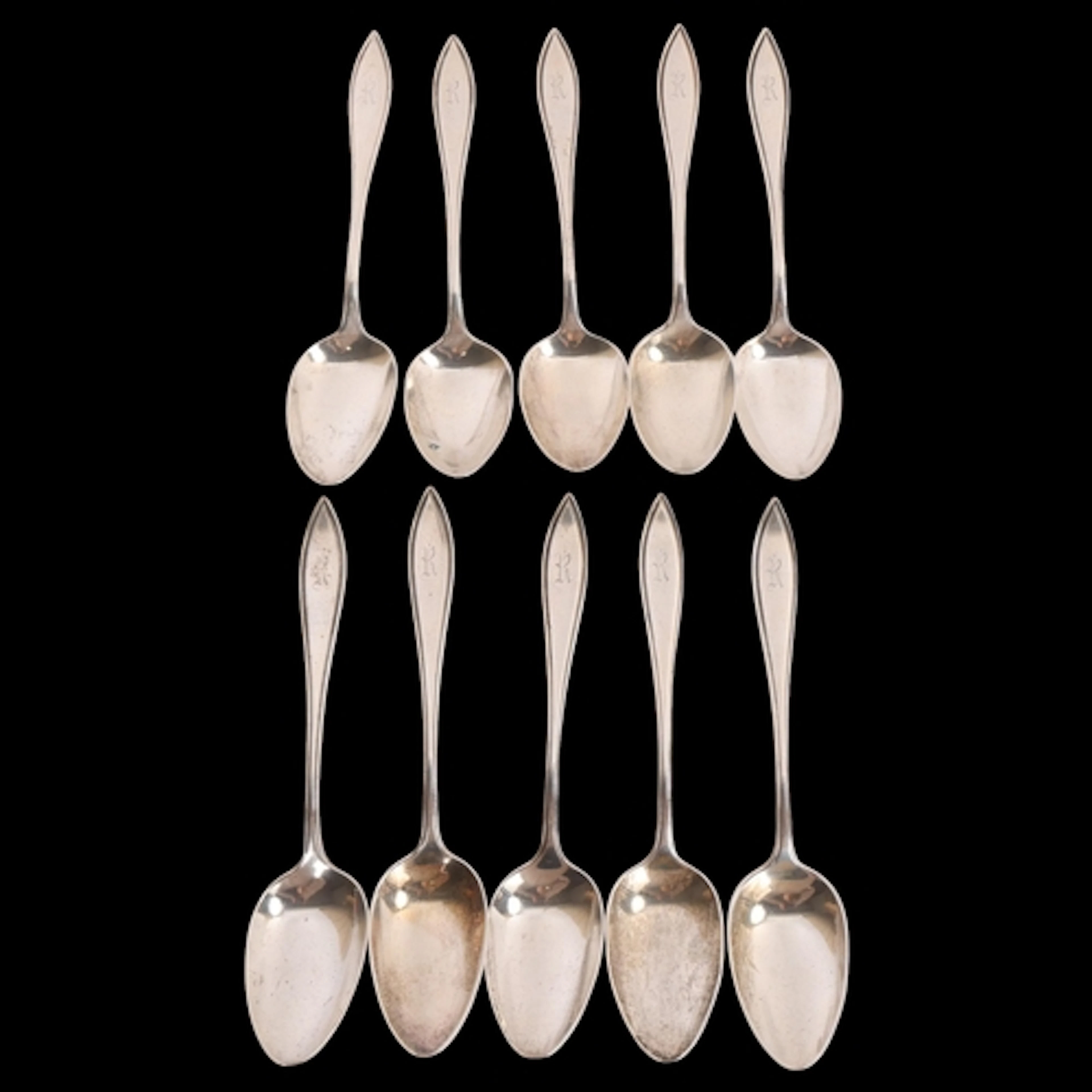 A set of 10 American sterling silver teaspoons, Birks, 14.5c...