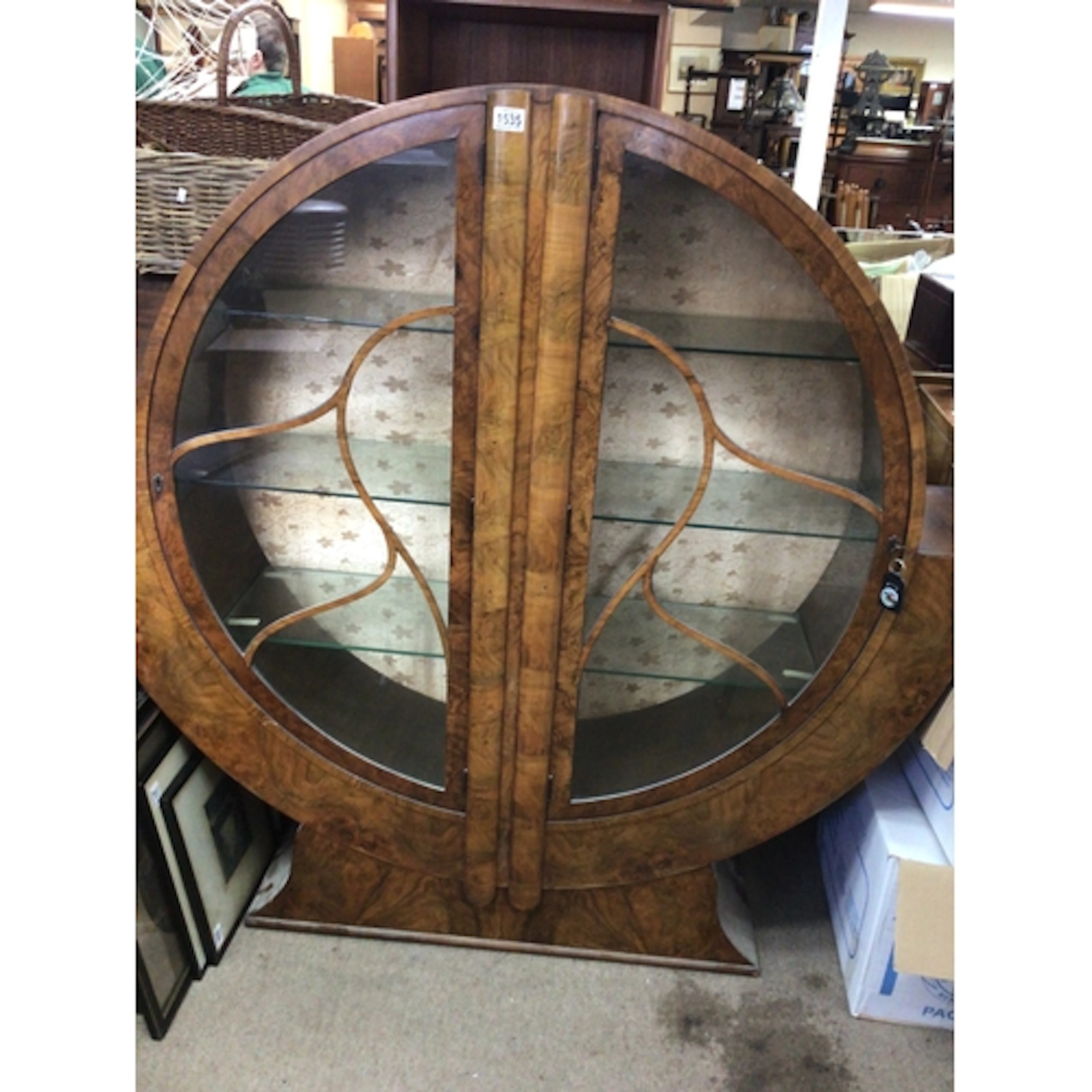 A Nice Example of An Art Deco walnut display cabinet w...