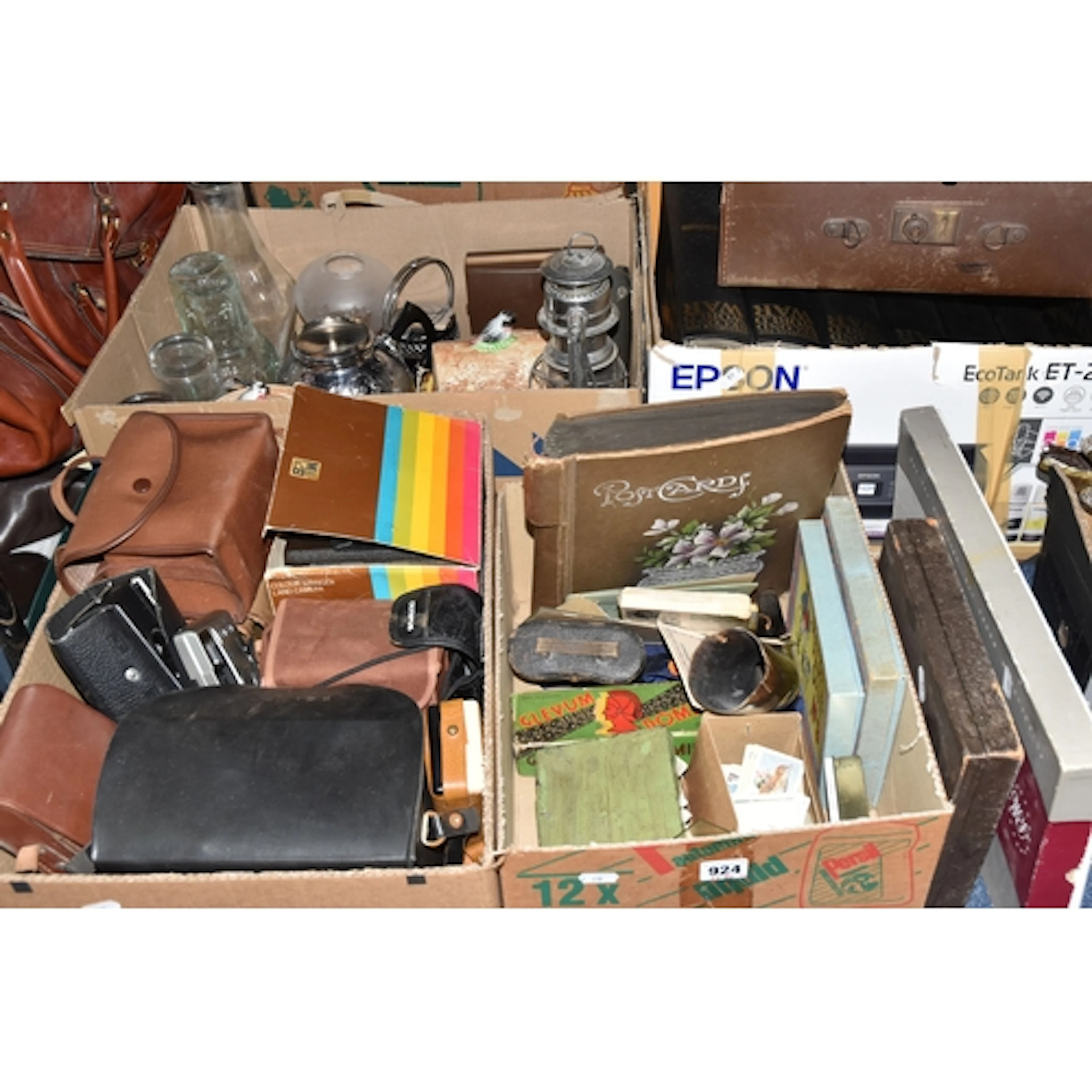 FOUR BOXES AND LOOSE MISCELLANEOUS ITEMS, to include a box o...