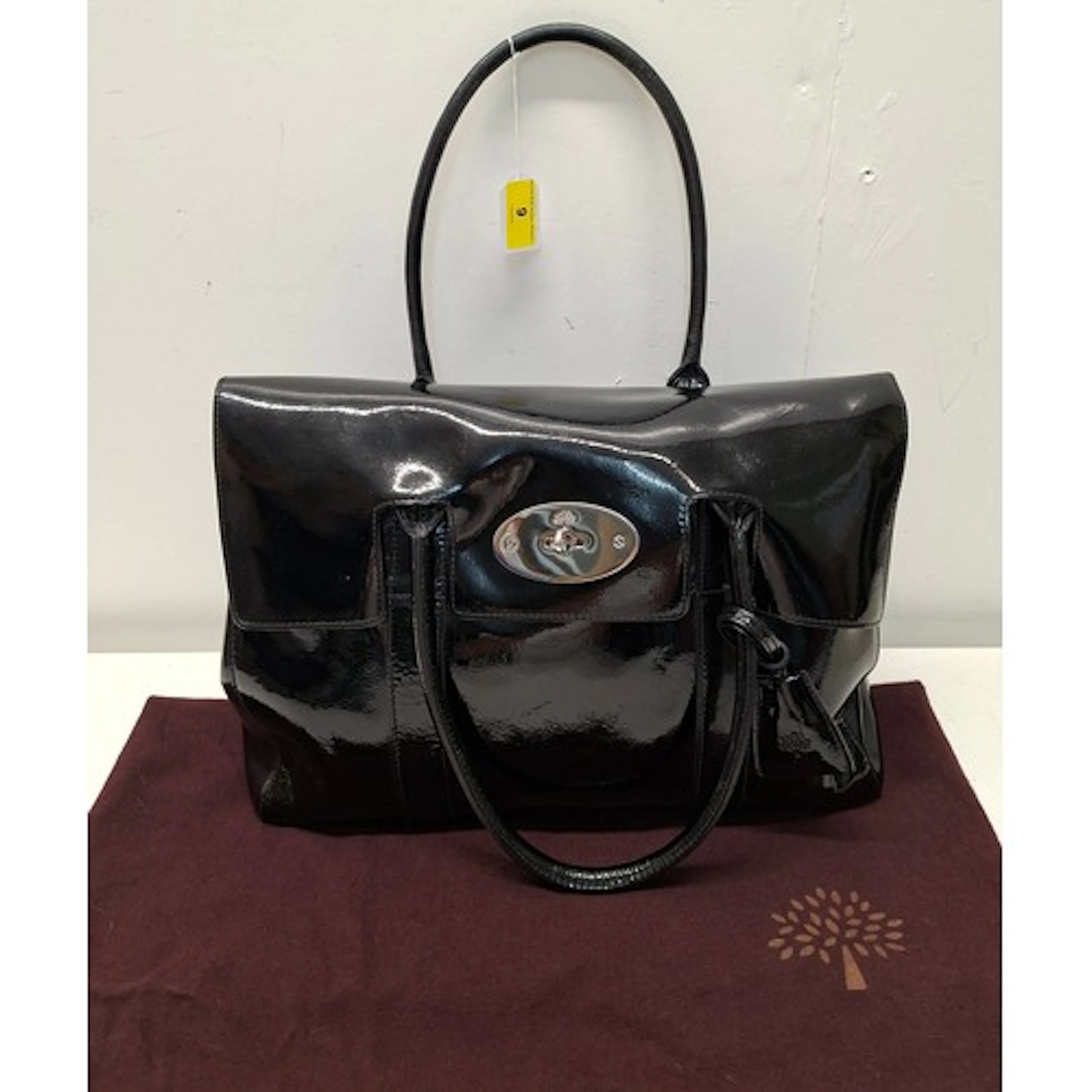 Mulberry- A black patent leather 'Bayswater Heritage' handba...